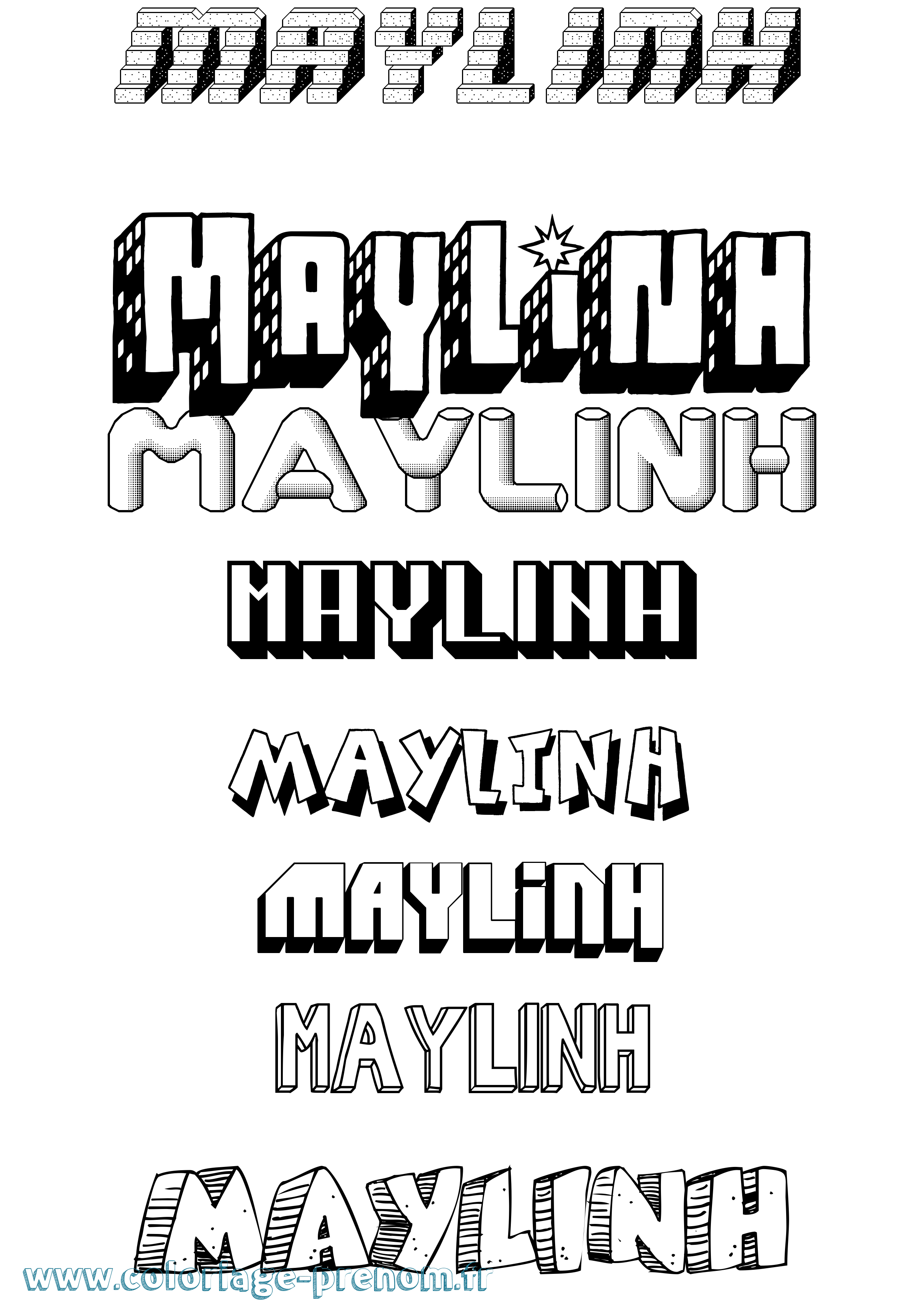 Coloriage prénom Maylinh Effet 3D