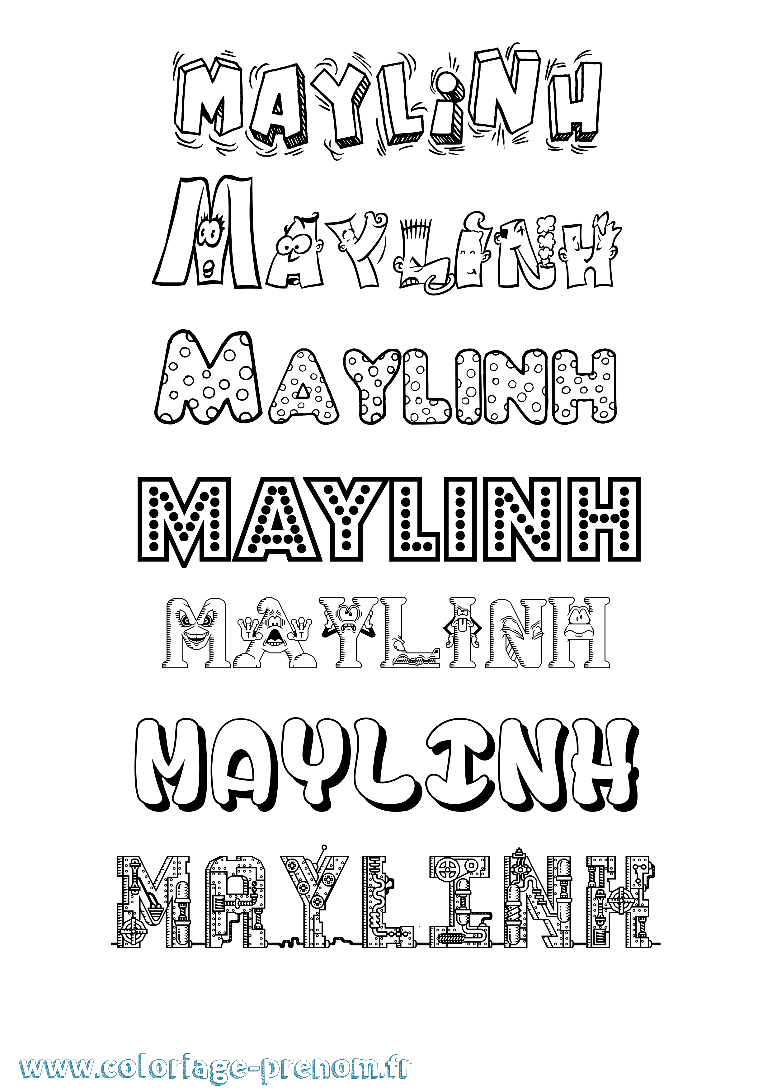 Coloriage prénom Maylinh Fun