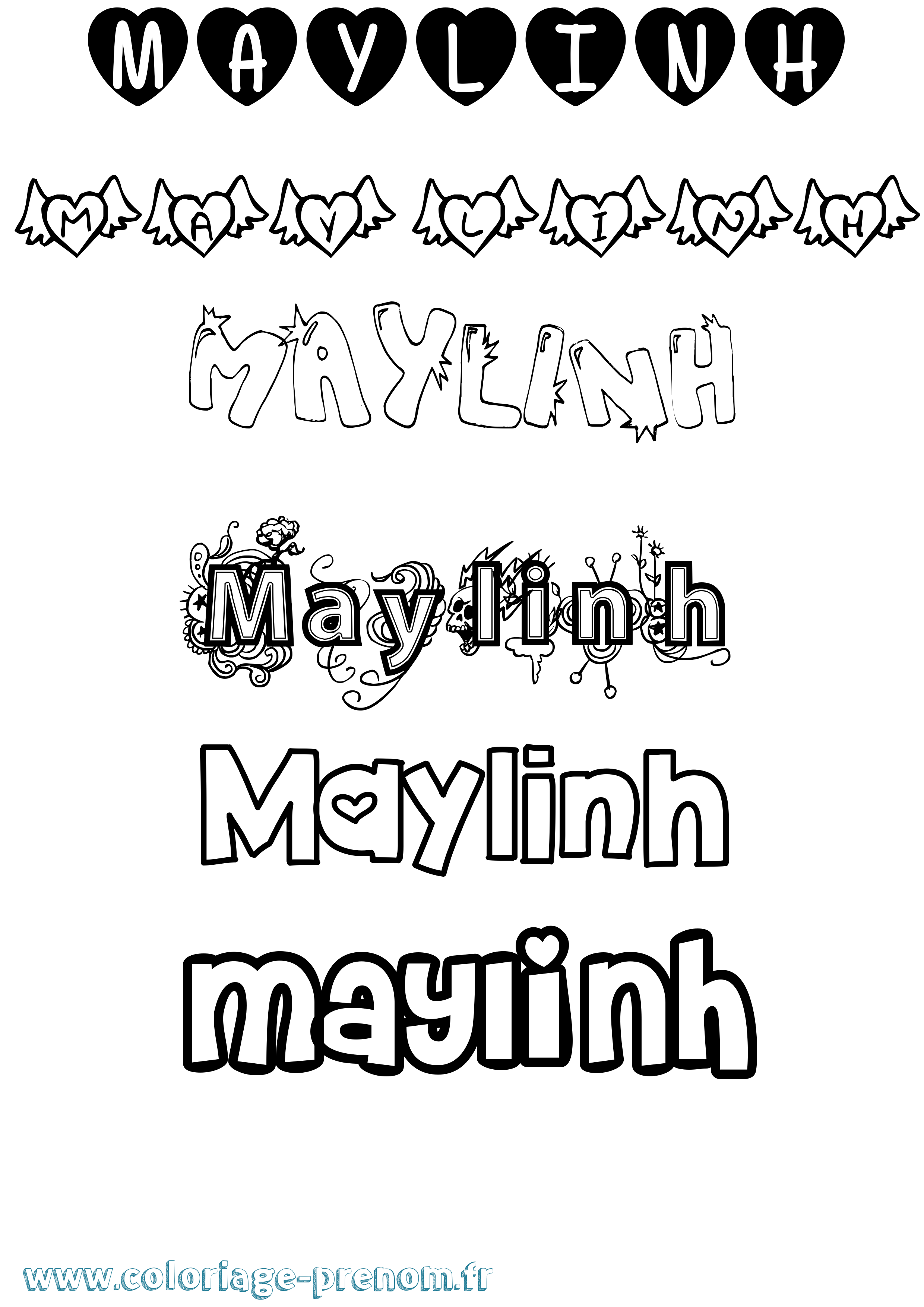 Coloriage prénom Maylinh Girly