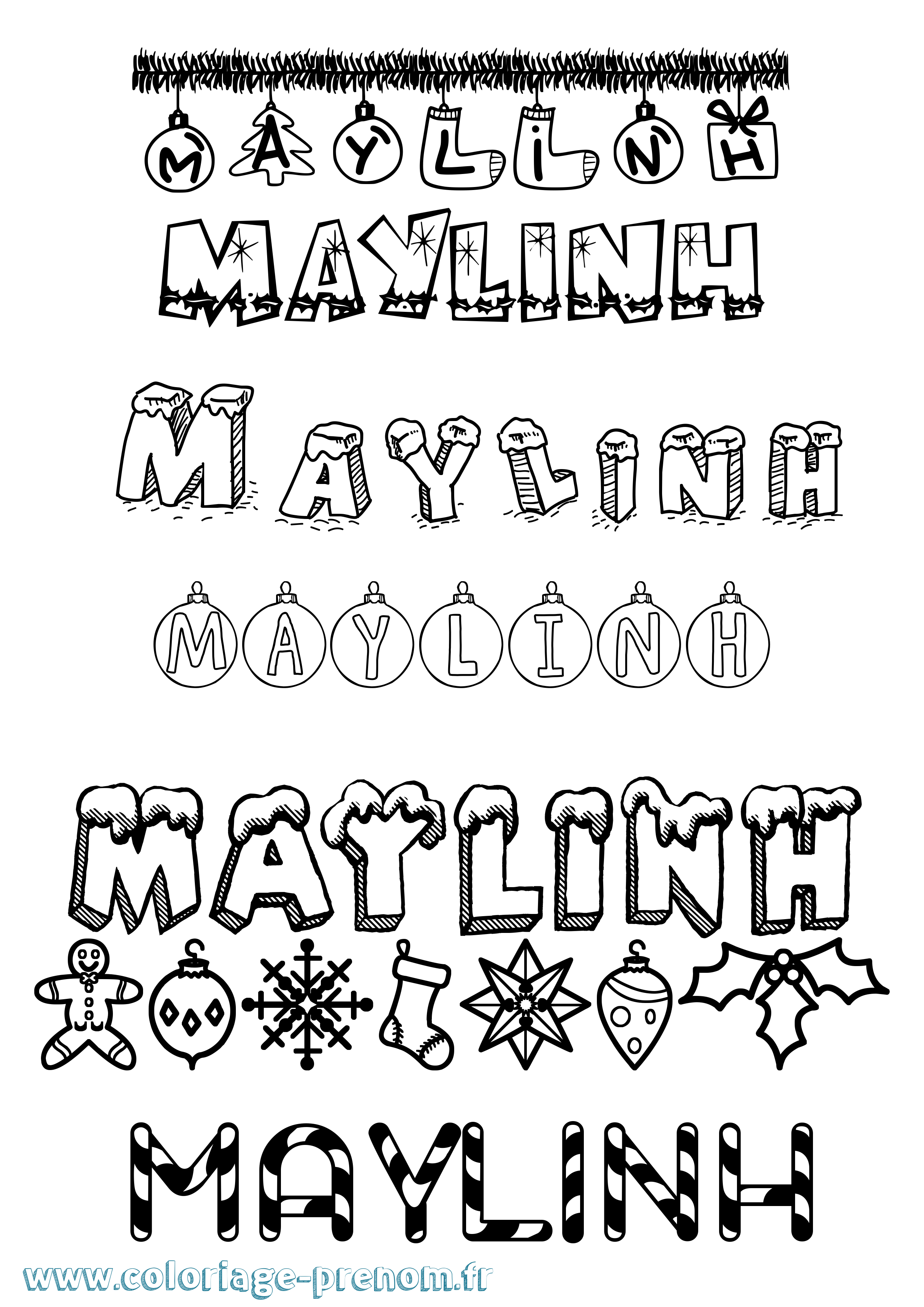 Coloriage prénom Maylinh Noël