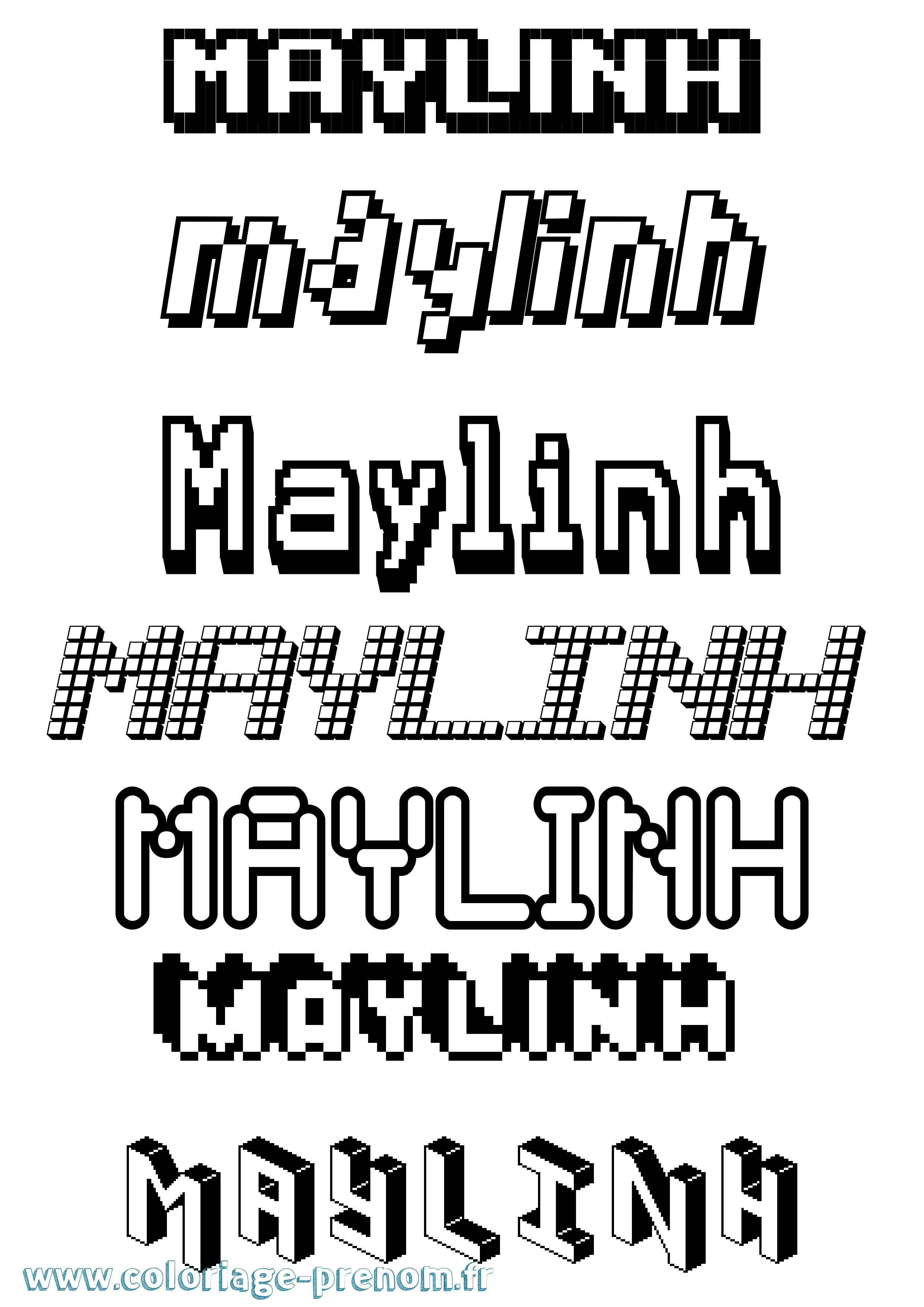 Coloriage prénom Maylinh Pixel