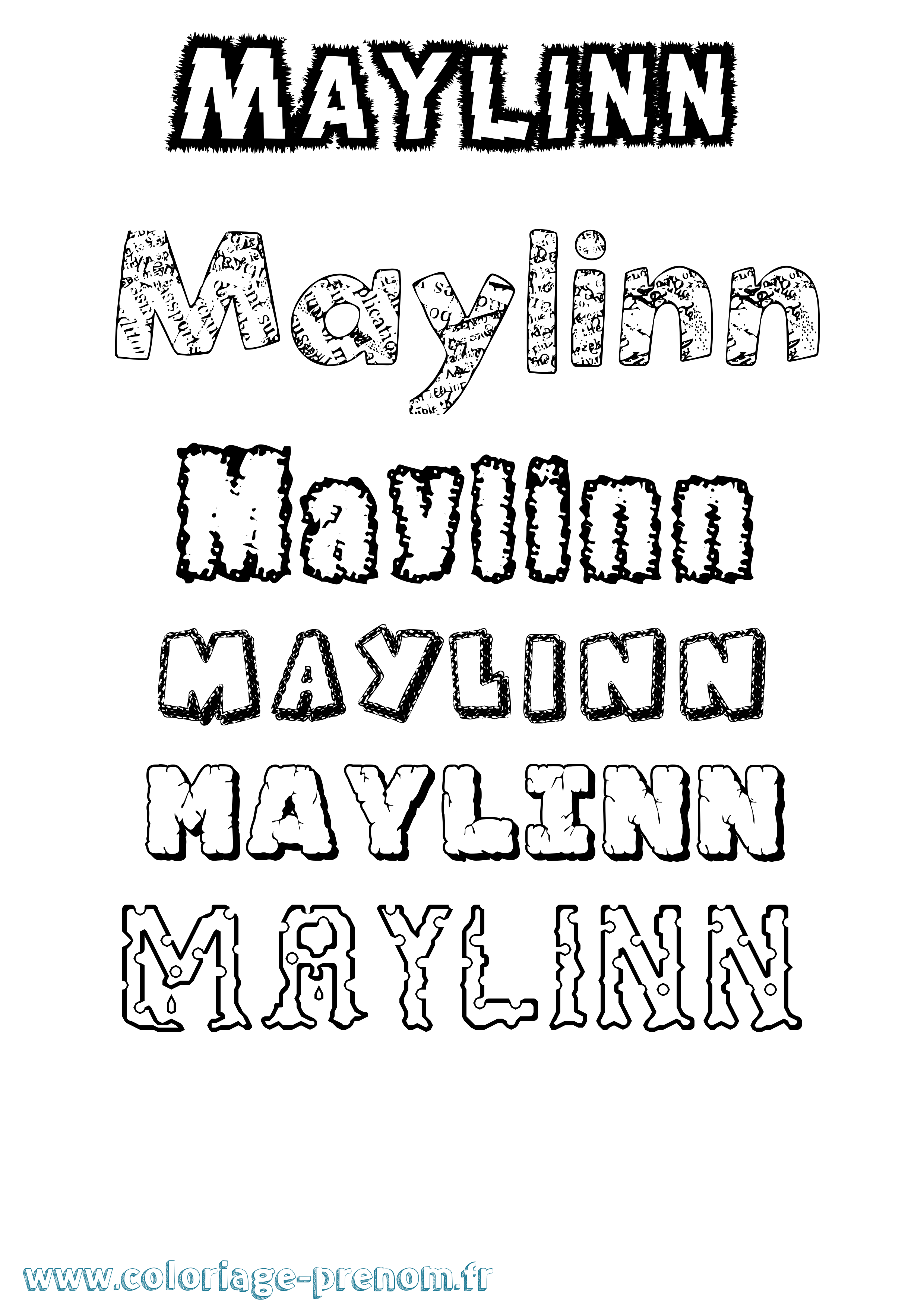 Coloriage prénom Maylinn Destructuré
