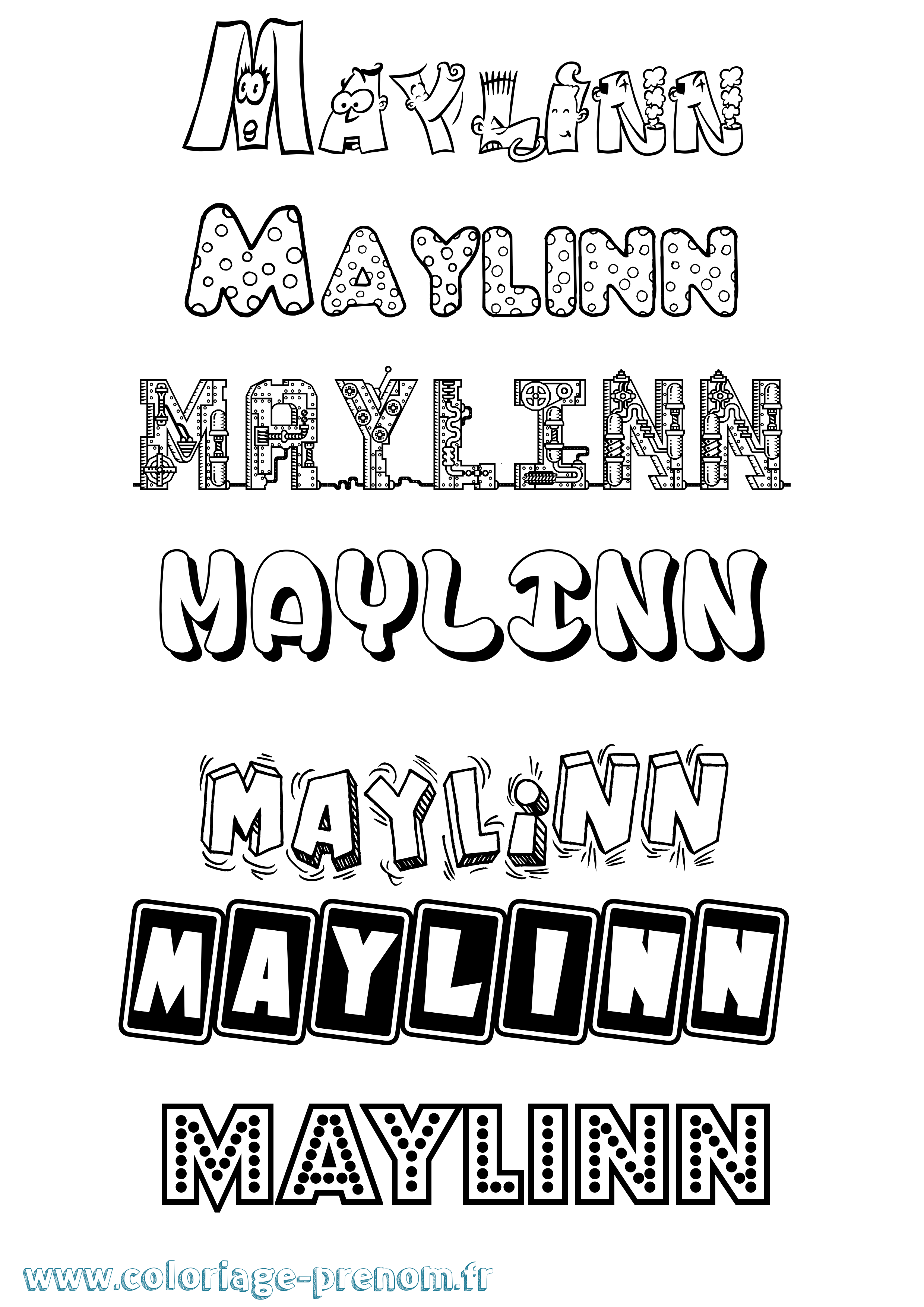 Coloriage prénom Maylinn Fun