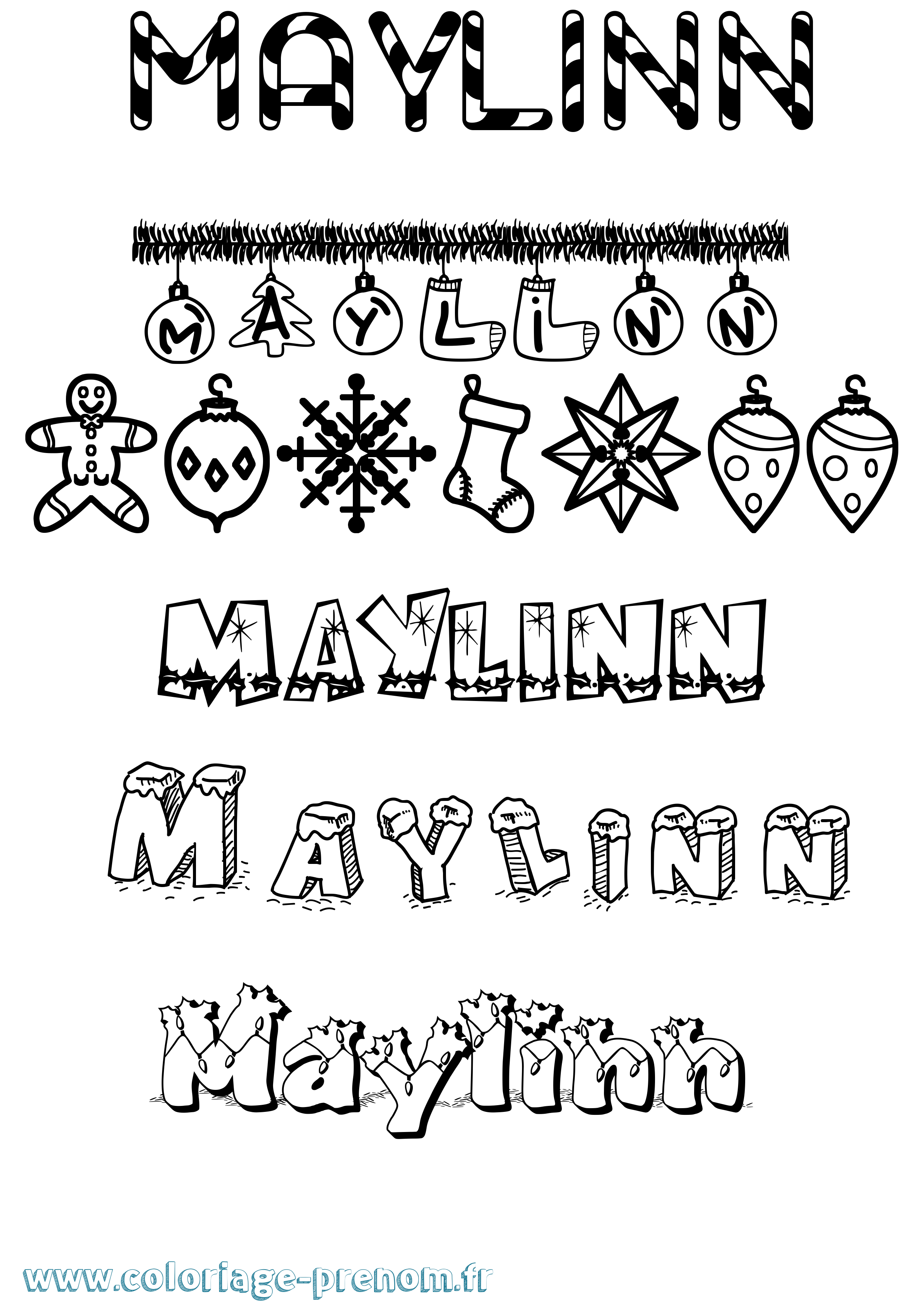 Coloriage prénom Maylinn Noël