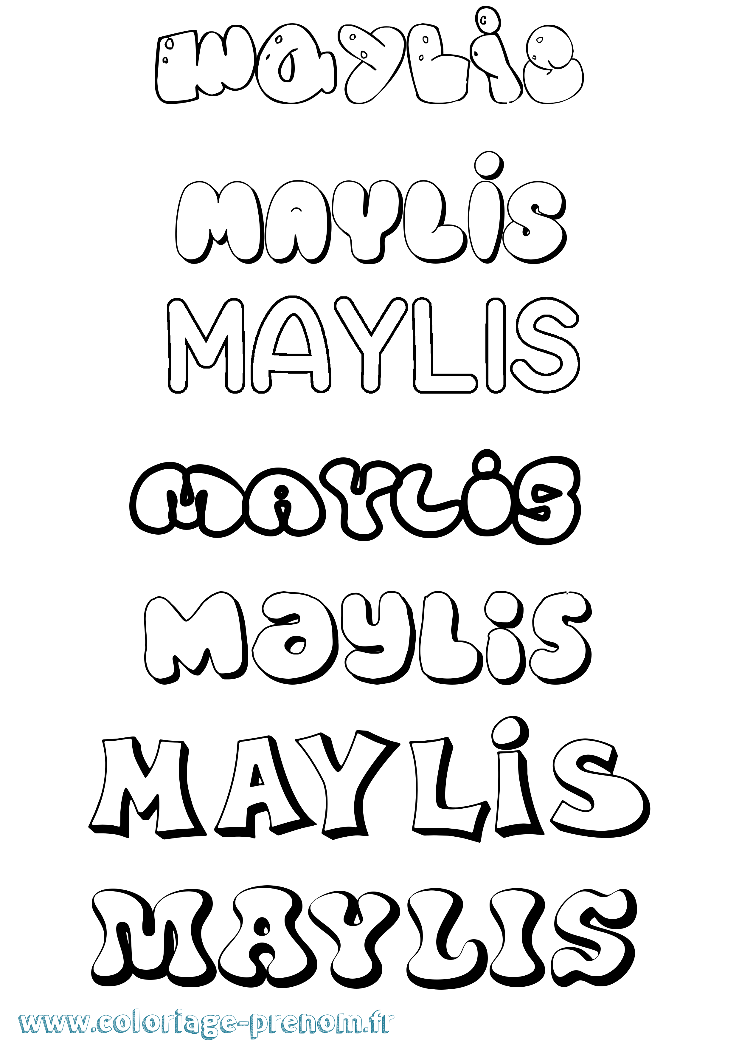 Coloriage prénom Maylis Bubble