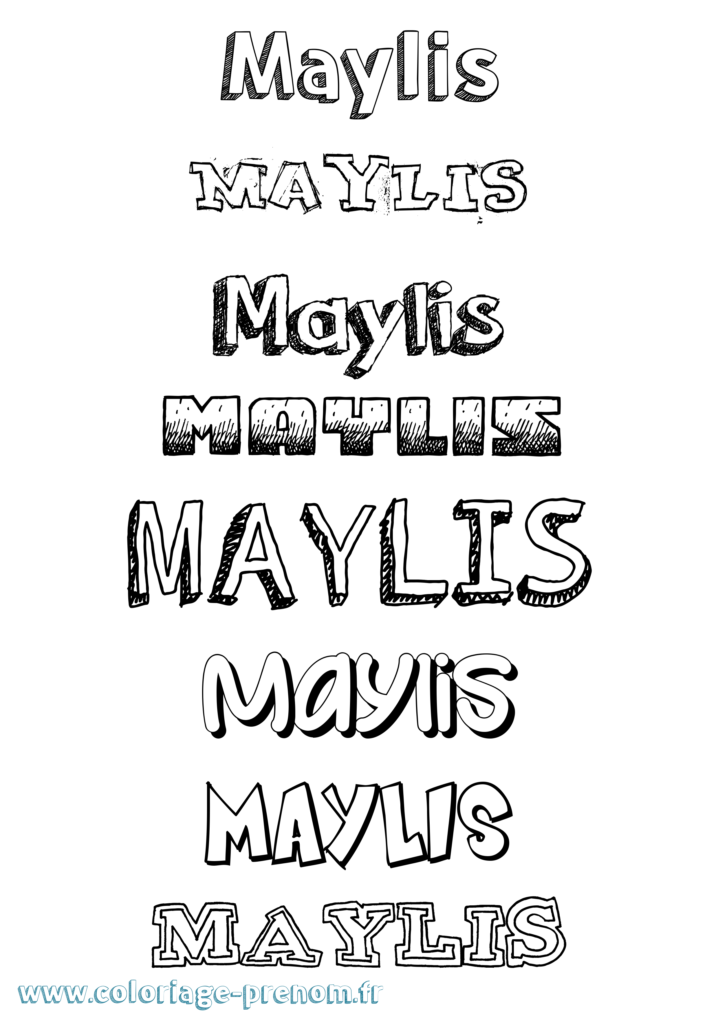 Coloriage Maylis Dessiné Coloriage prénom Maylis Dessiné
