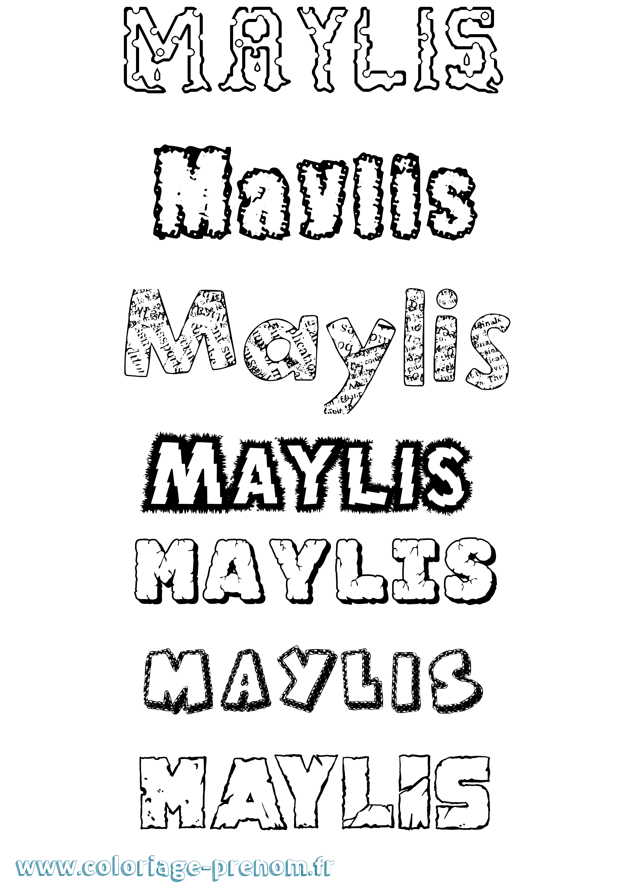Coloriage prénom Maylis Destructuré