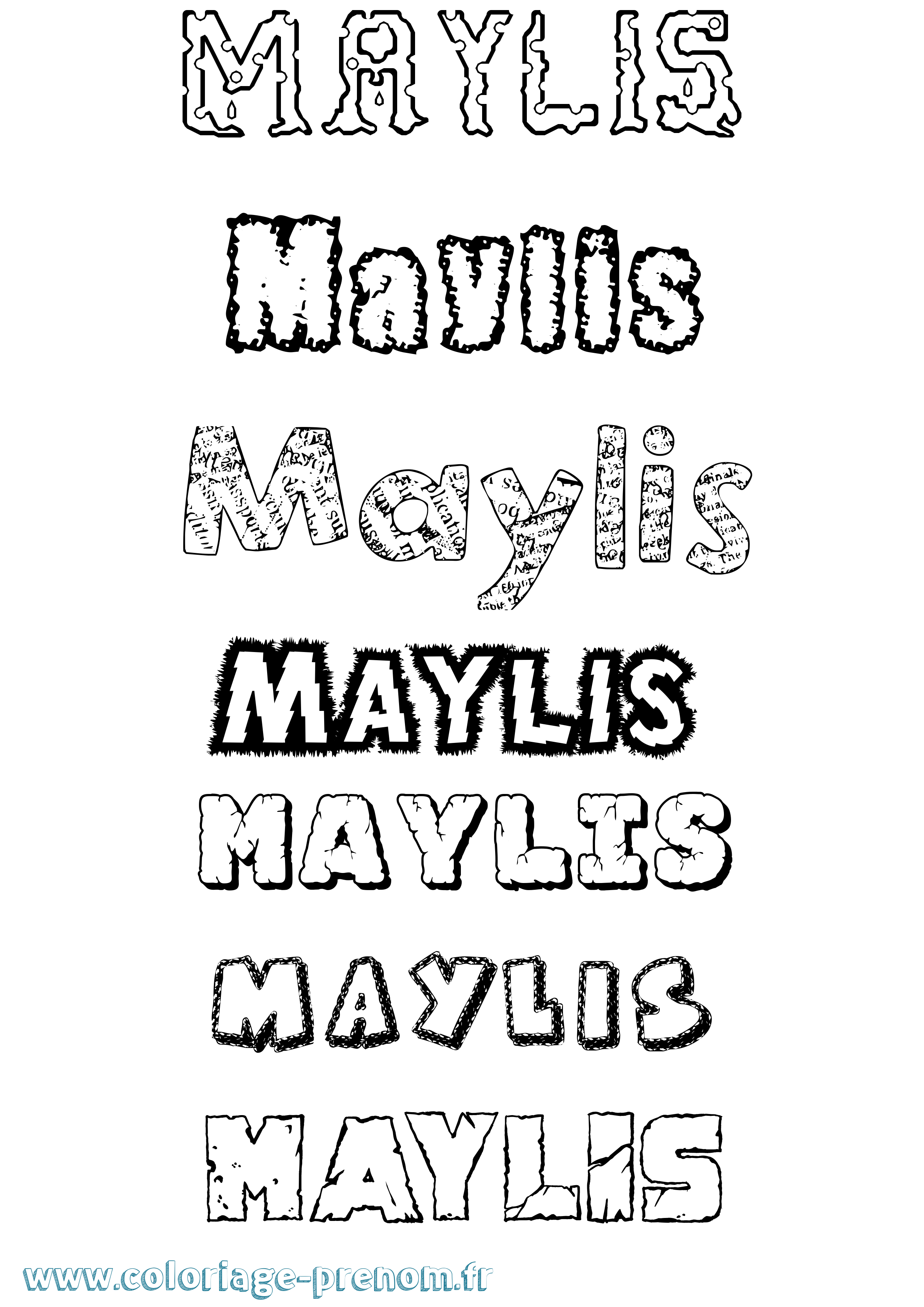 Coloriage Maylis Destructuré Coloriage prénom Maylis Destructuré