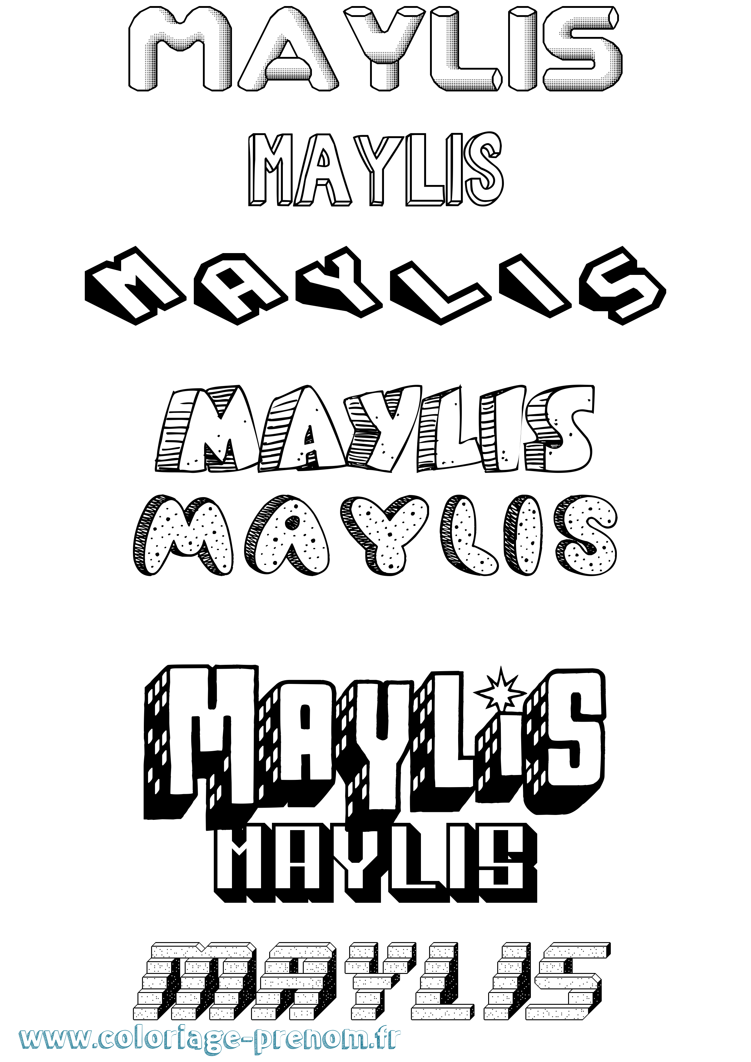 Coloriage Maylis Effet 3D Coloriage prénom Maylis Effet 3D