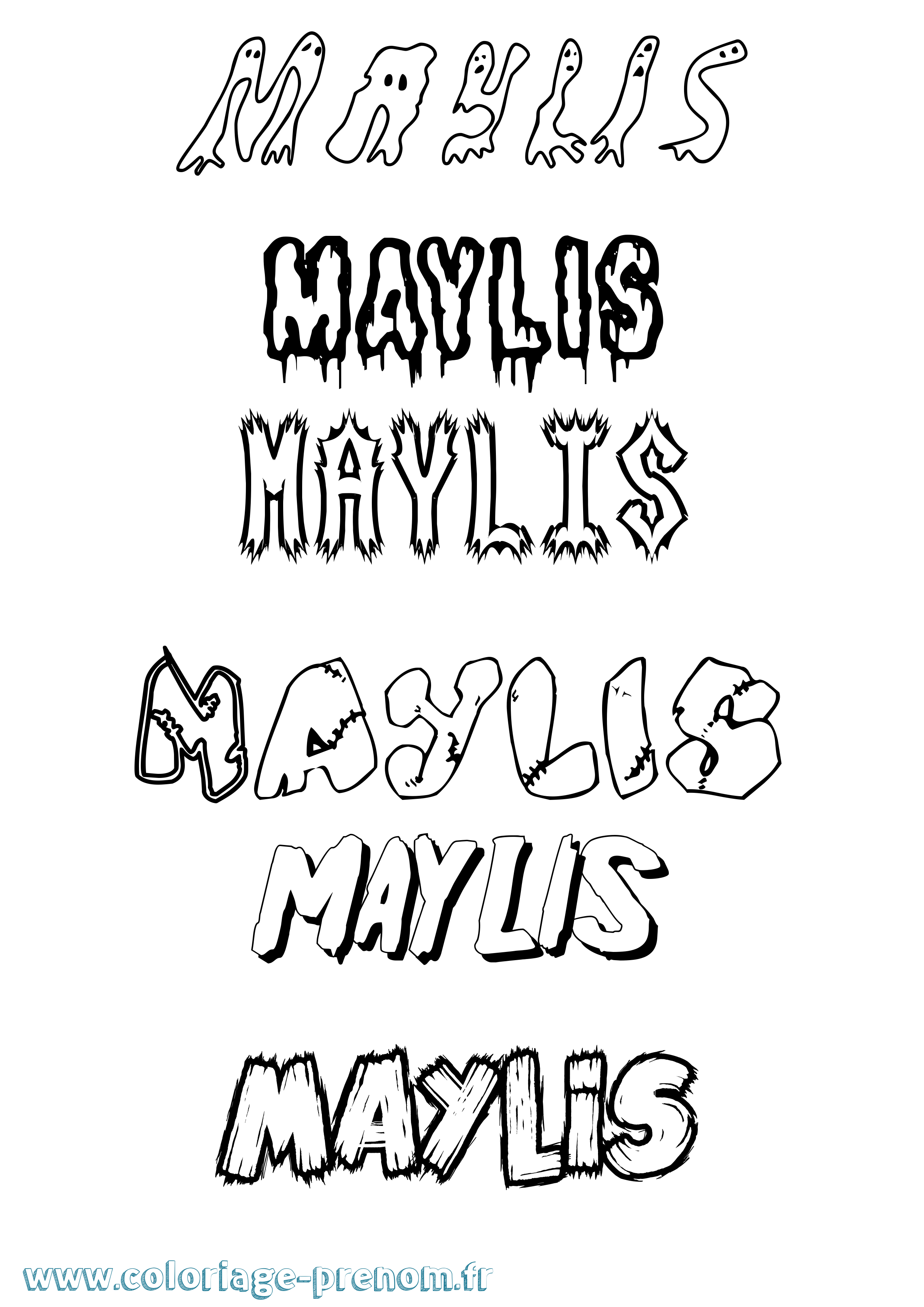 Coloriage prénom Maylis Frisson