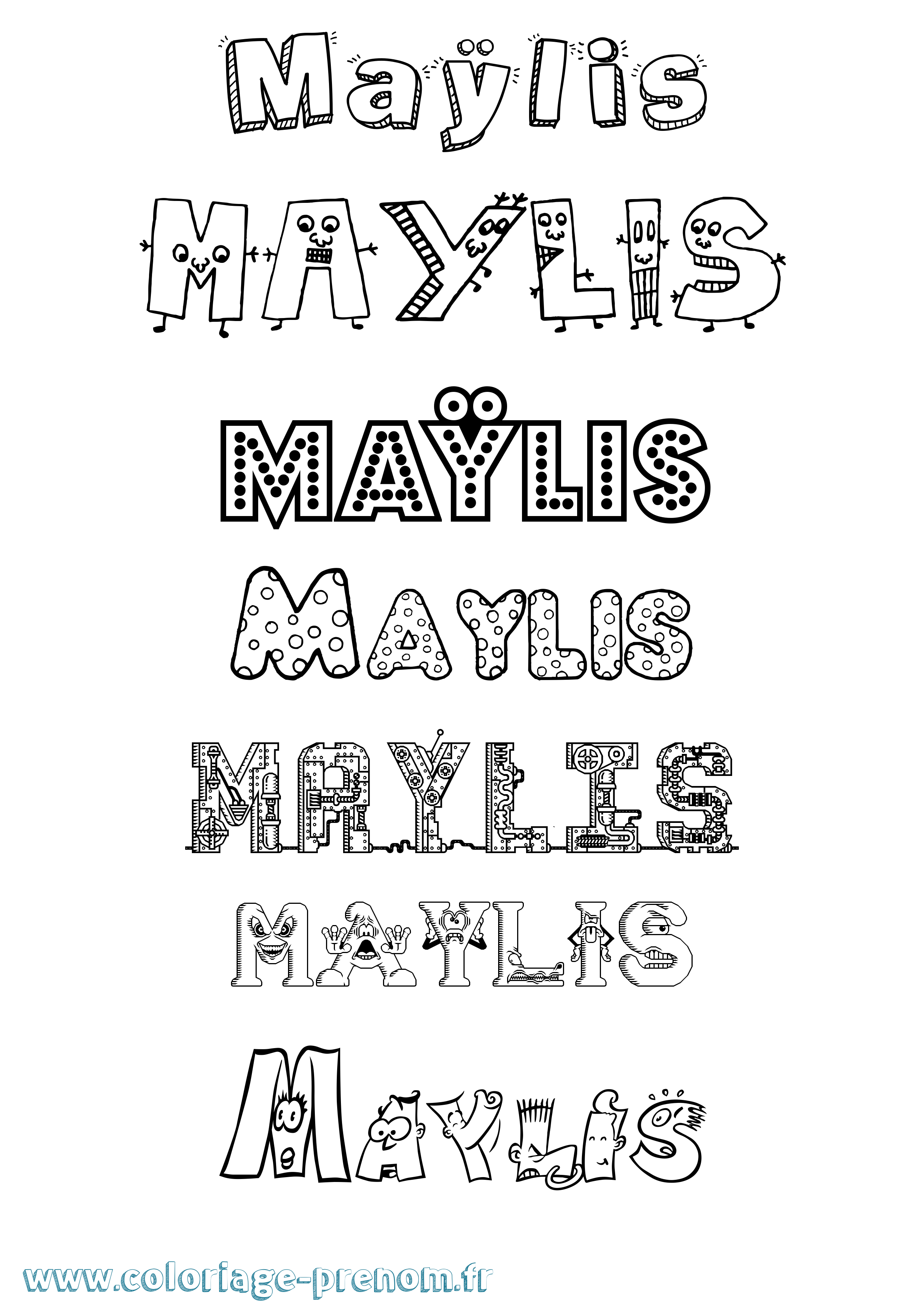 Coloriage prénom Maÿlis Fun
