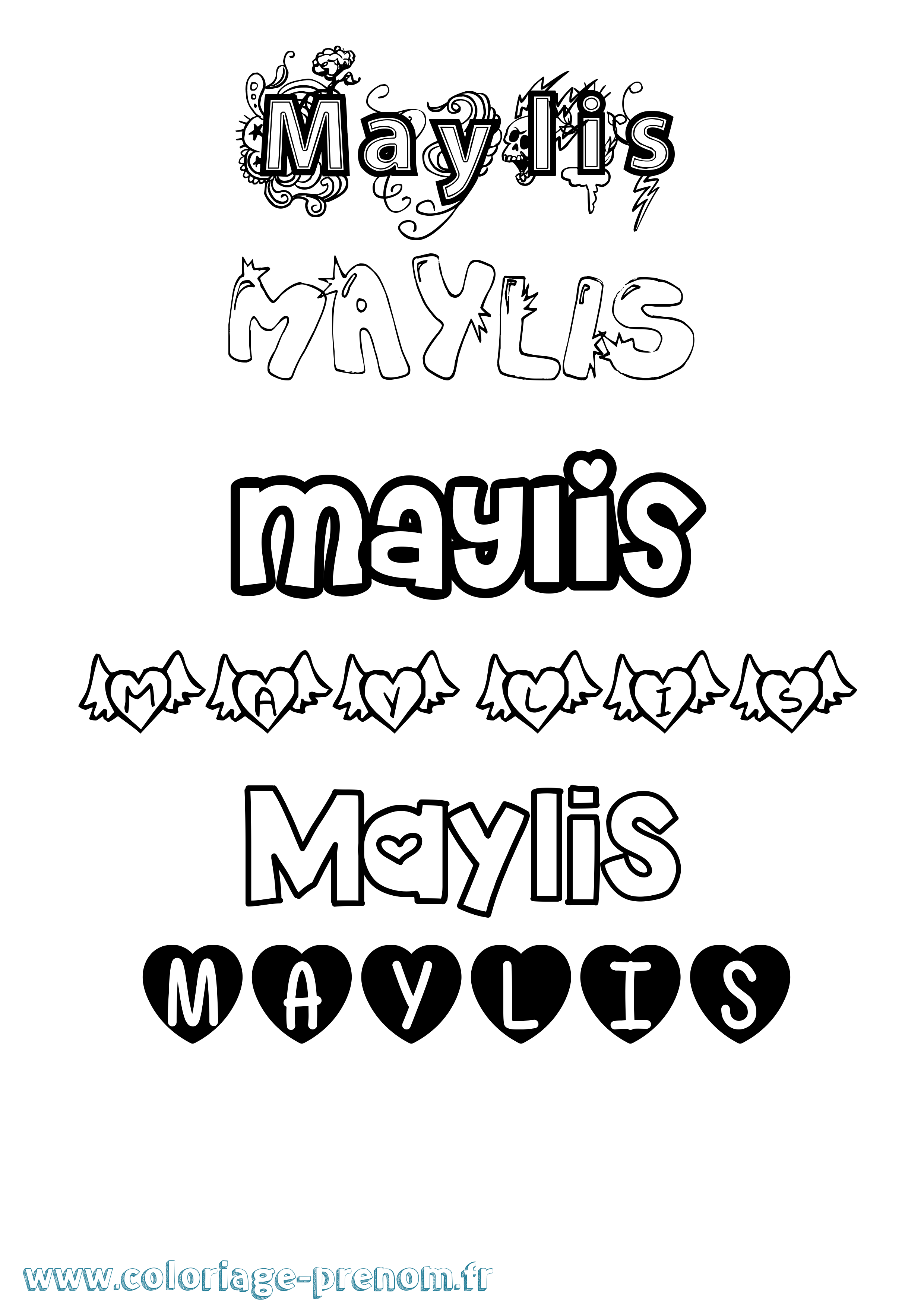 Coloriage prénom Maylis Girly