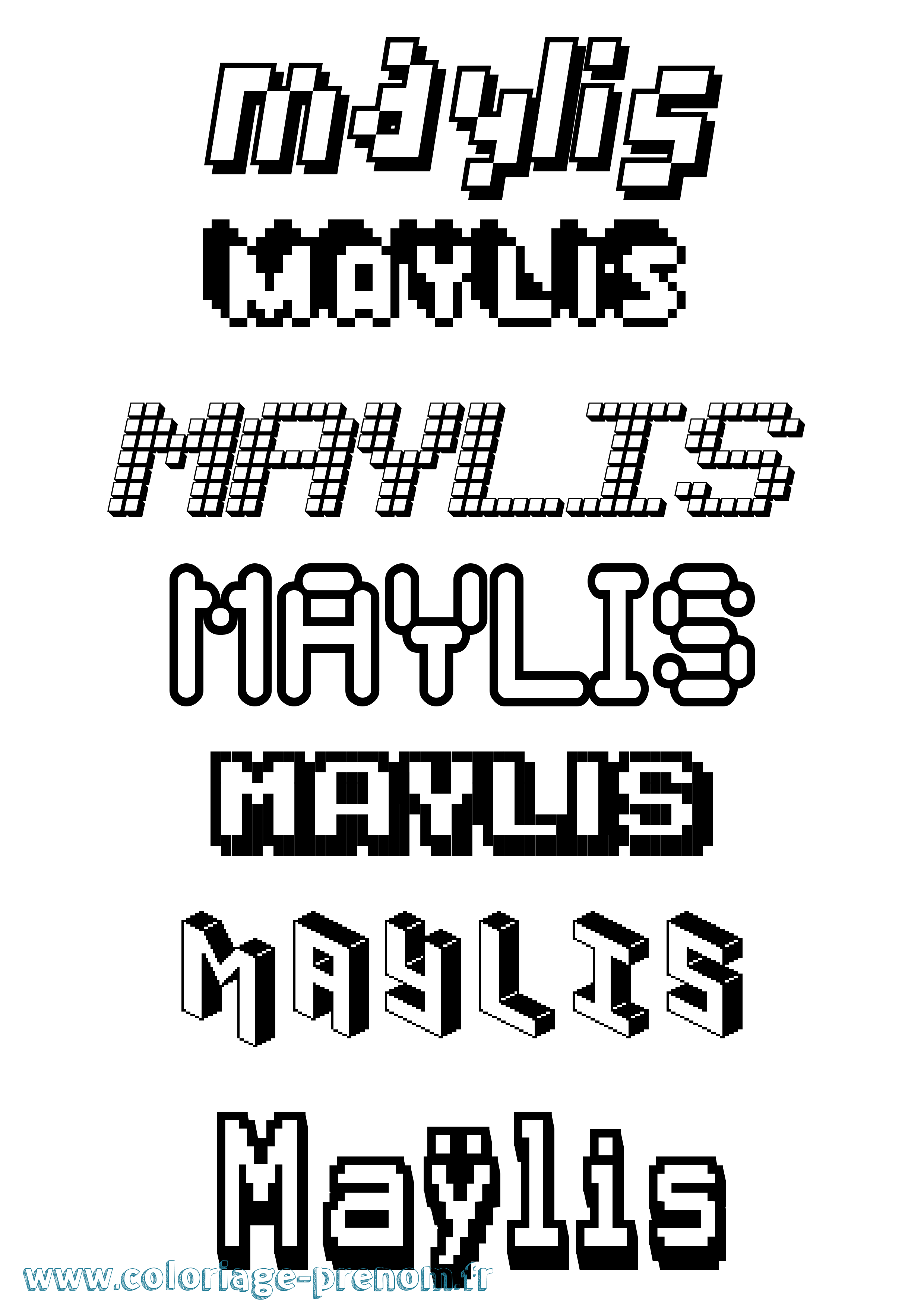 Coloriage prénom Maÿlis Pixel