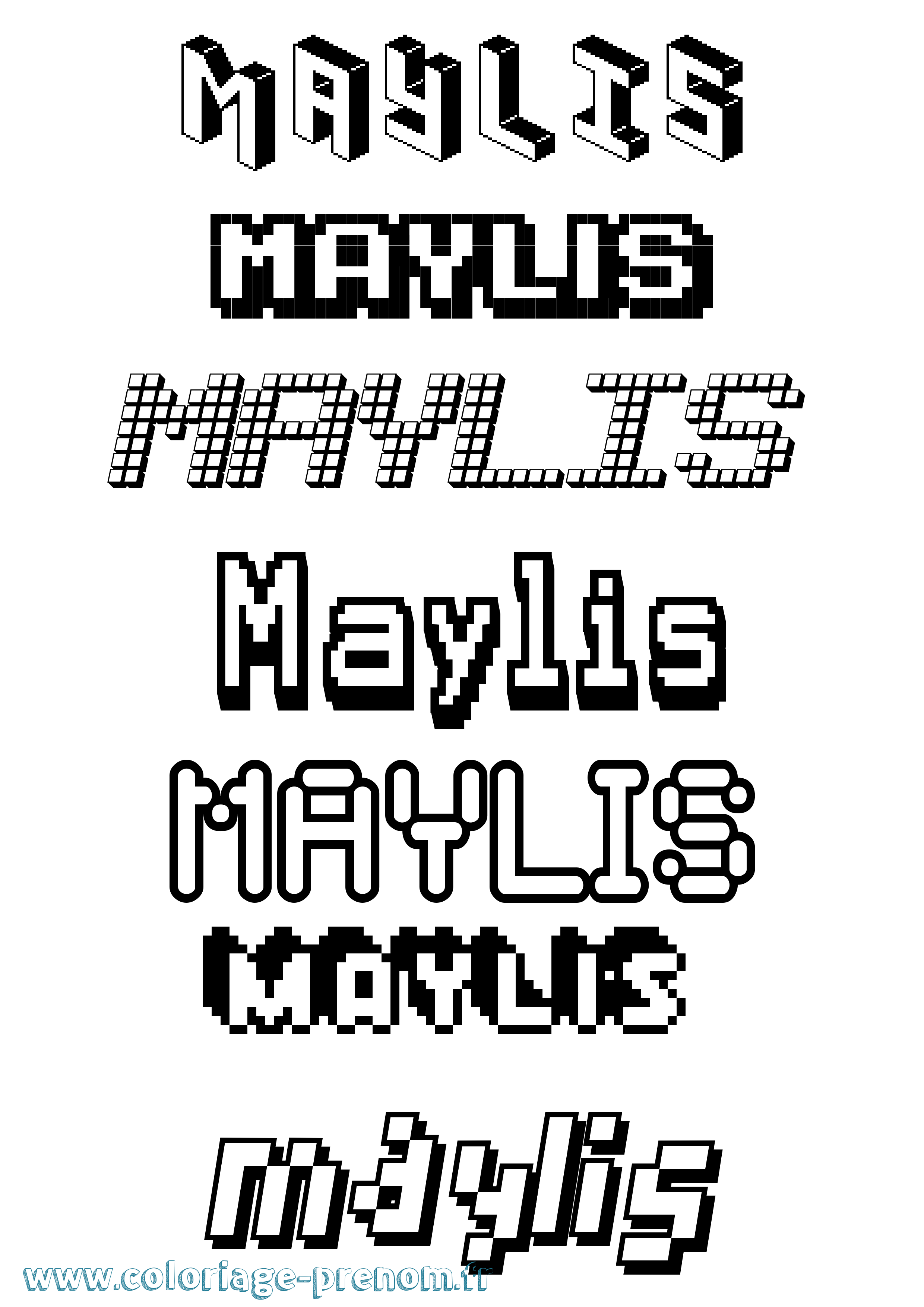 Coloriage prénom Maylis Pixel