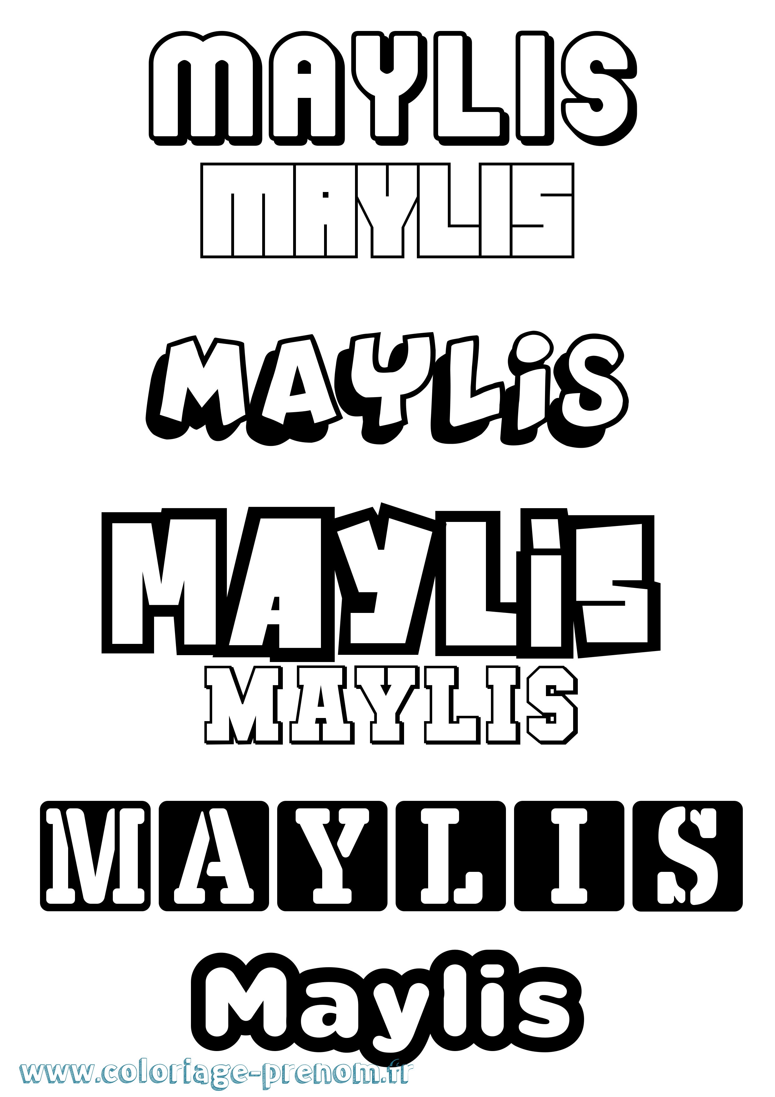 Coloriage prénom Maylis Simple