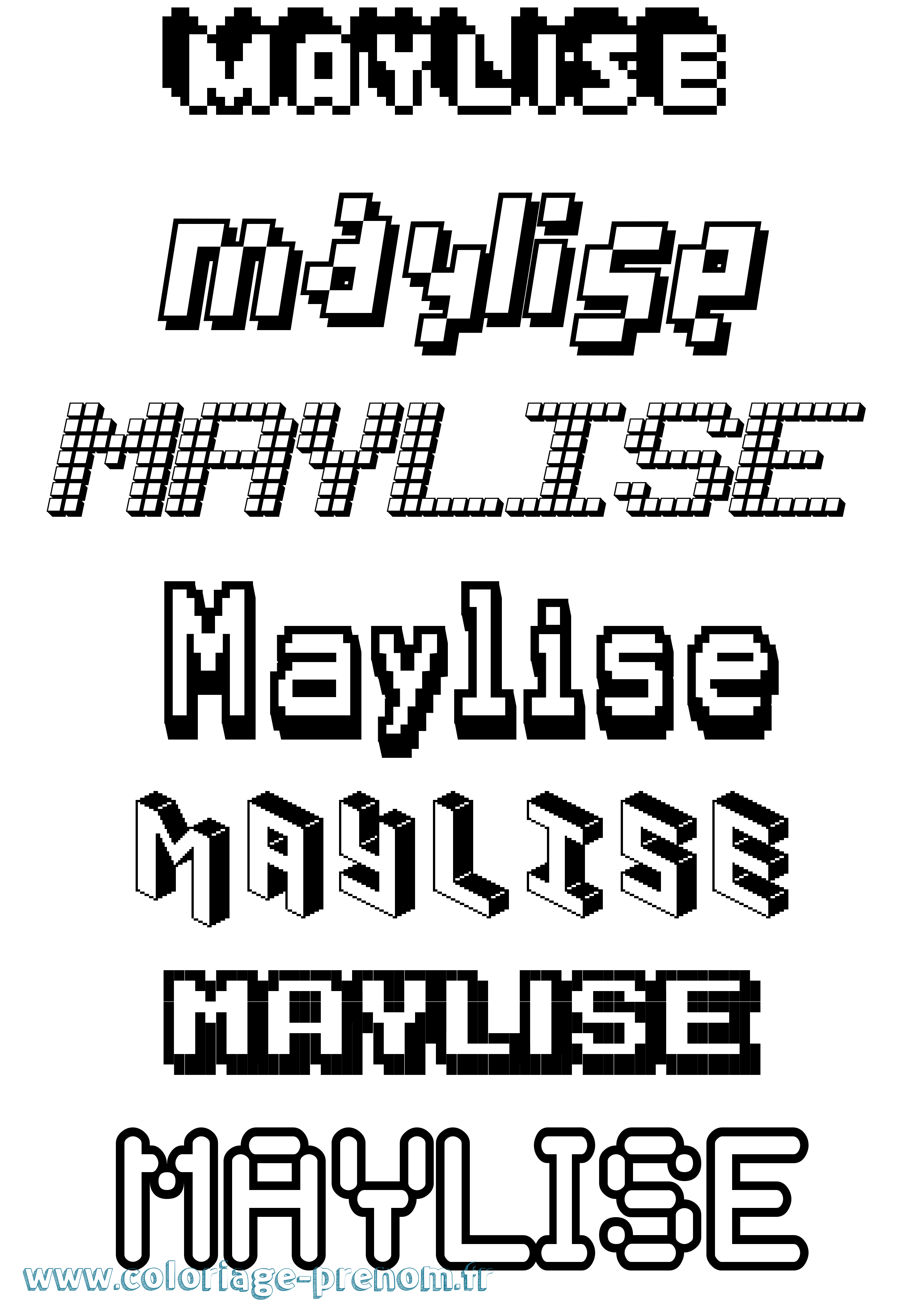 Coloriage prénom Maylise Pixel