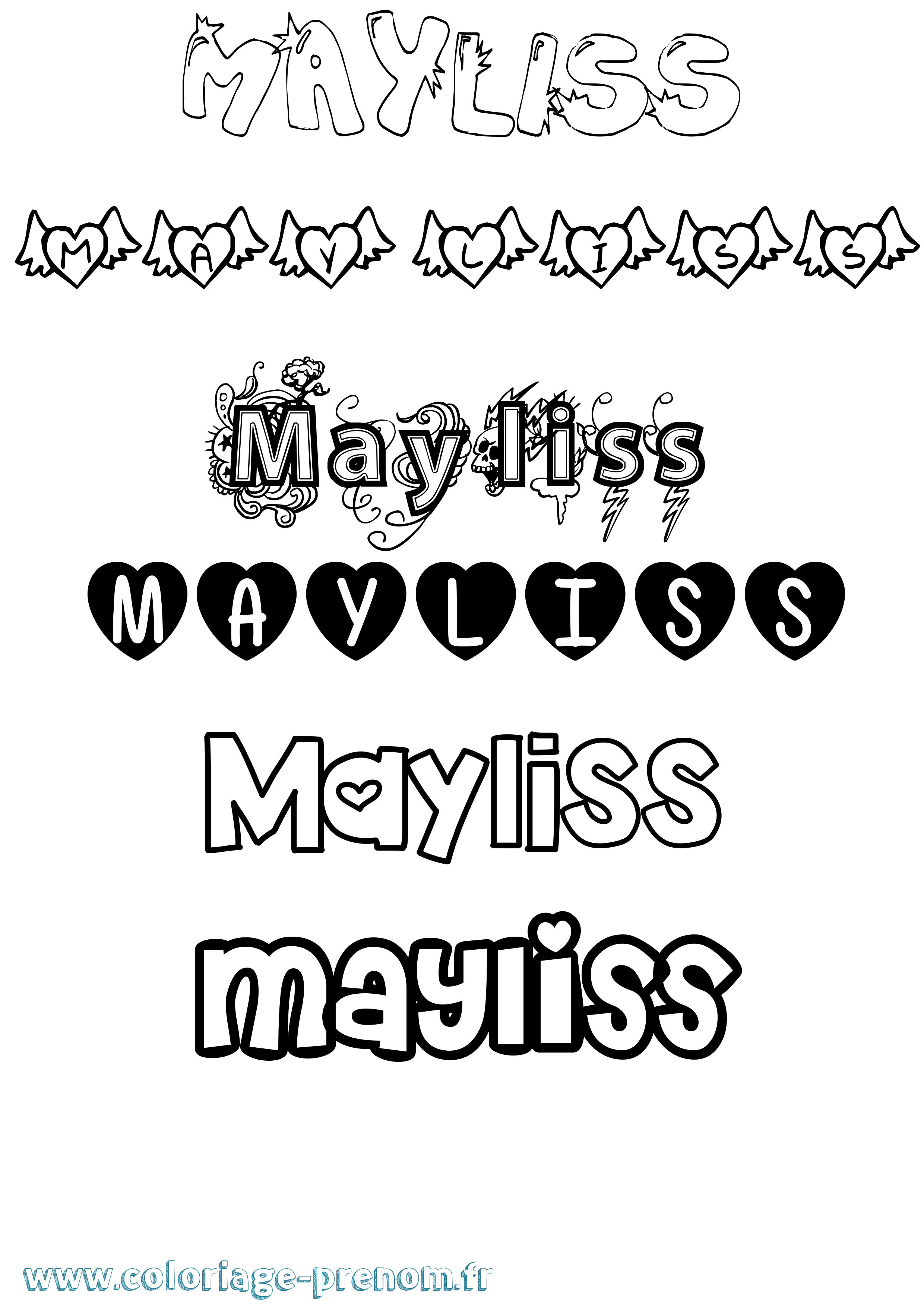 Coloriage prénom Mayliss Girly
