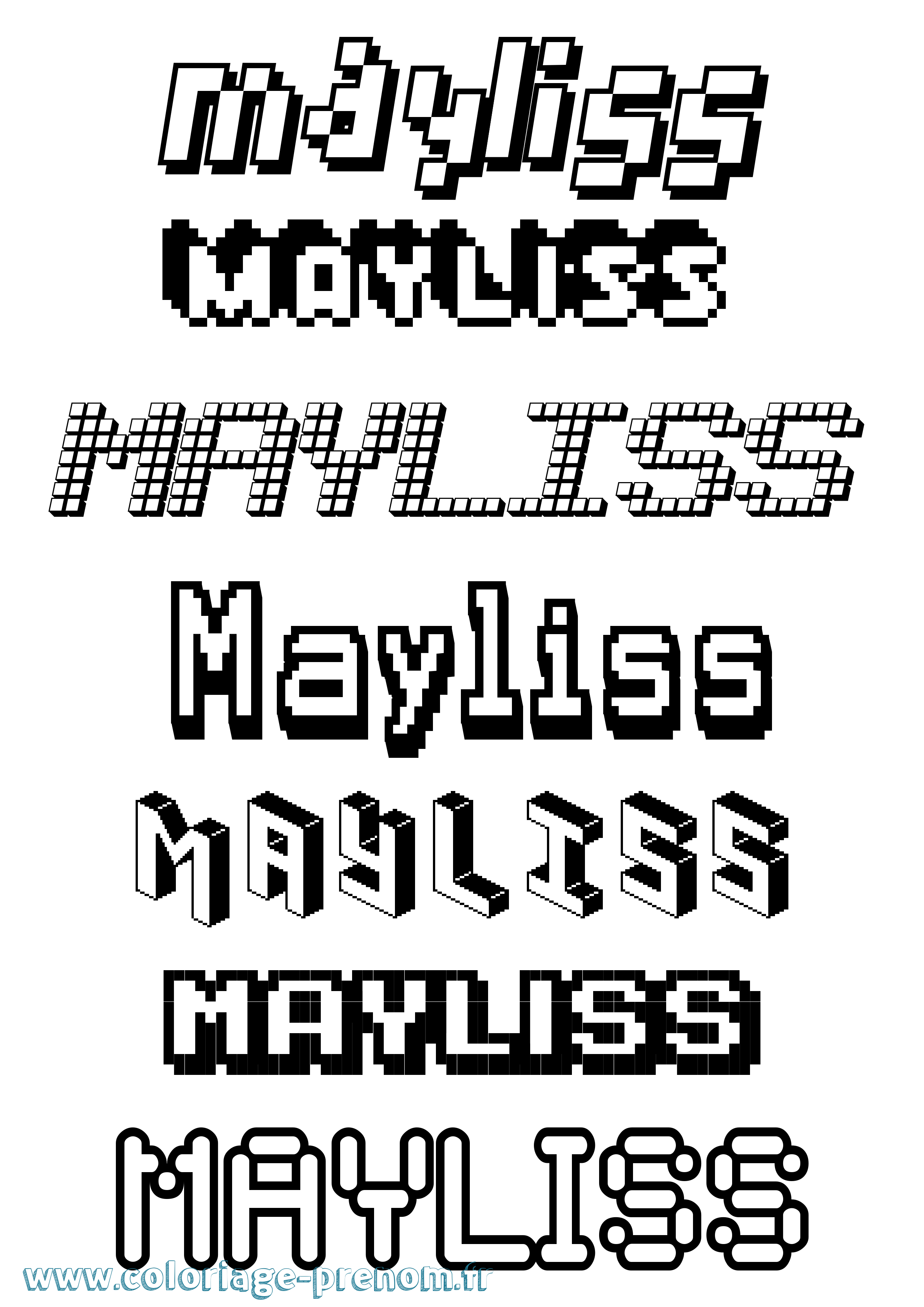 Coloriage prénom Mayliss Pixel