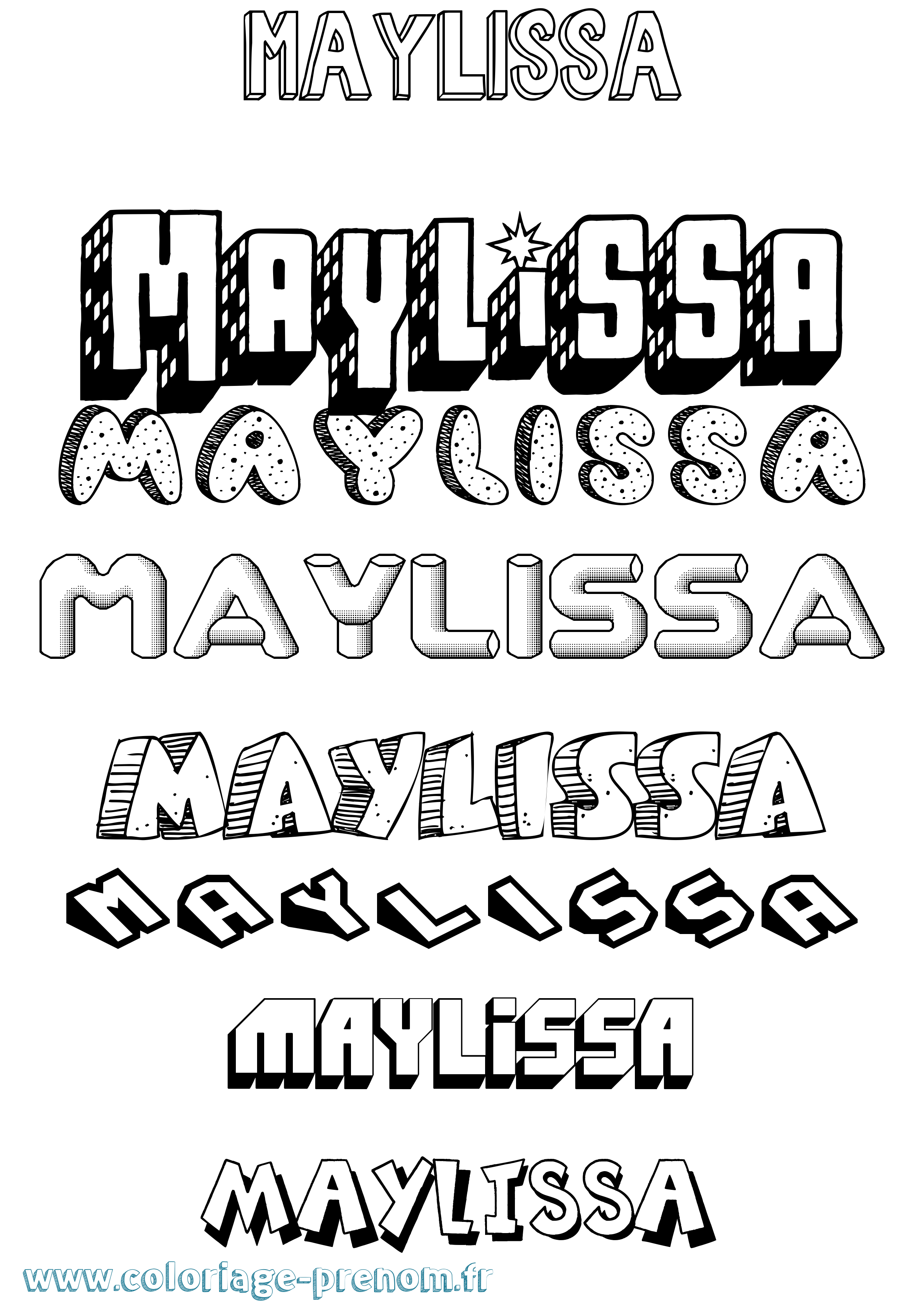 Coloriage prénom Maylissa Effet 3D