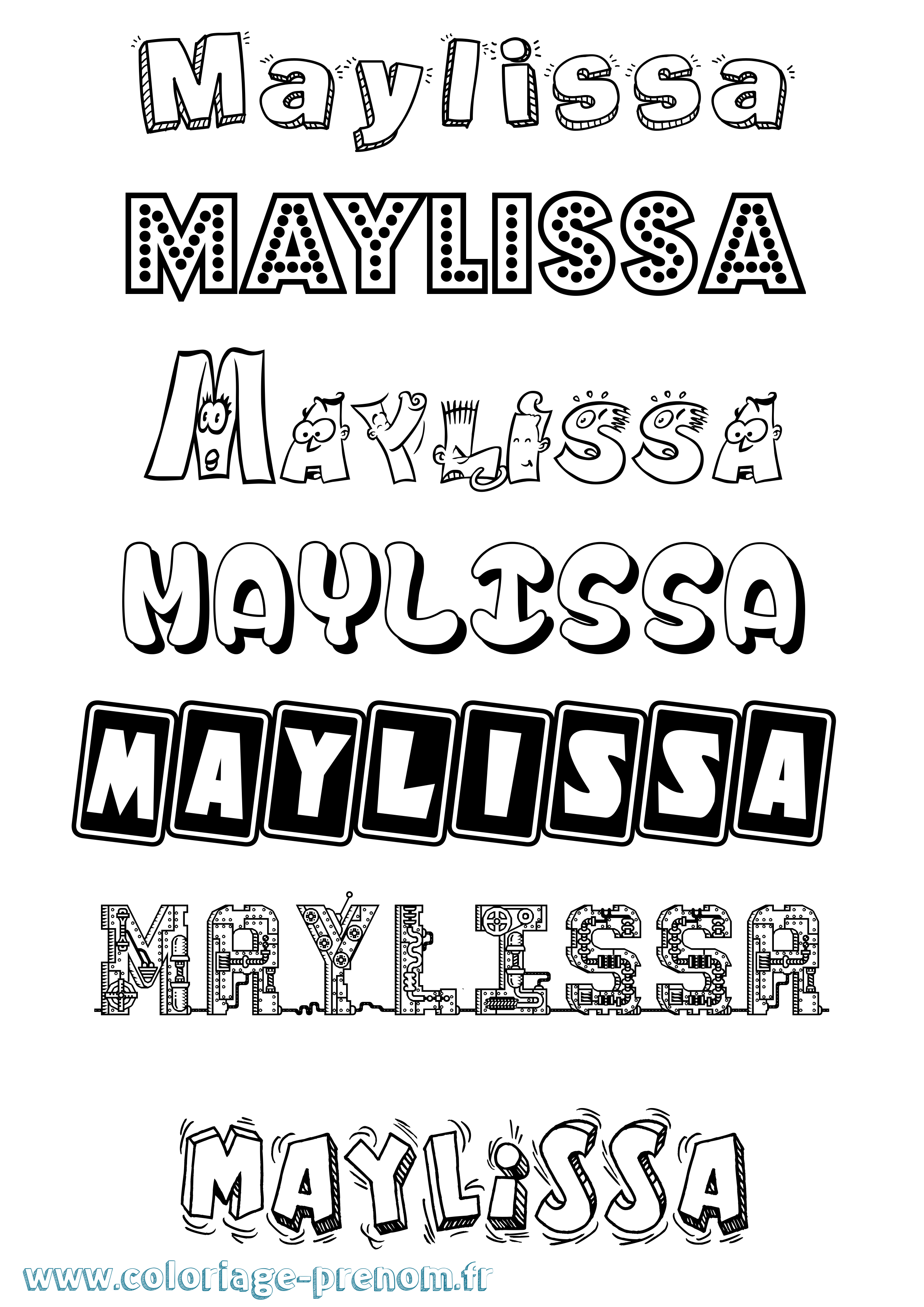 Coloriage prénom Maylissa Fun