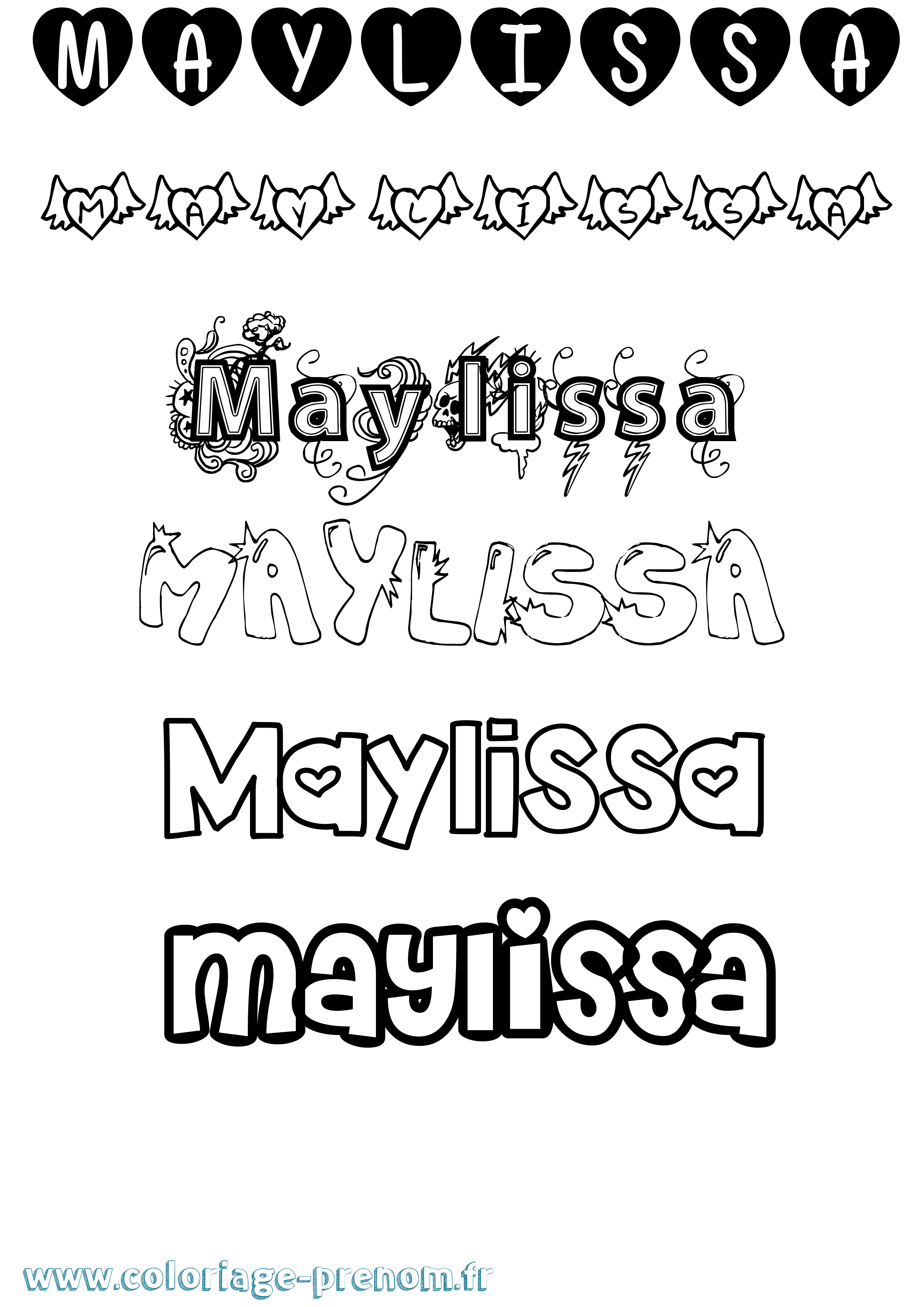 Coloriage prénom Maylissa Girly