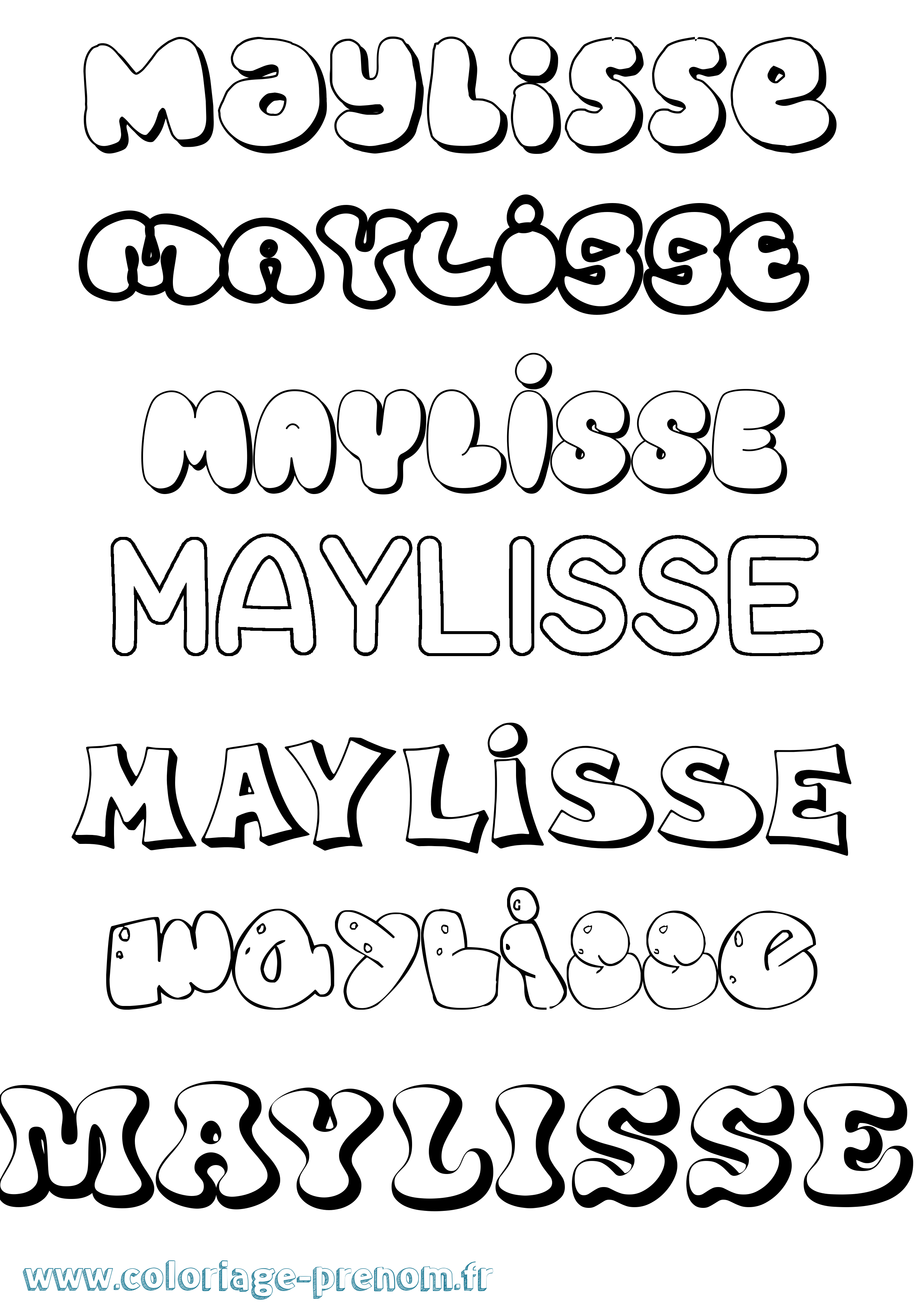 Coloriage prénom Maylisse Bubble