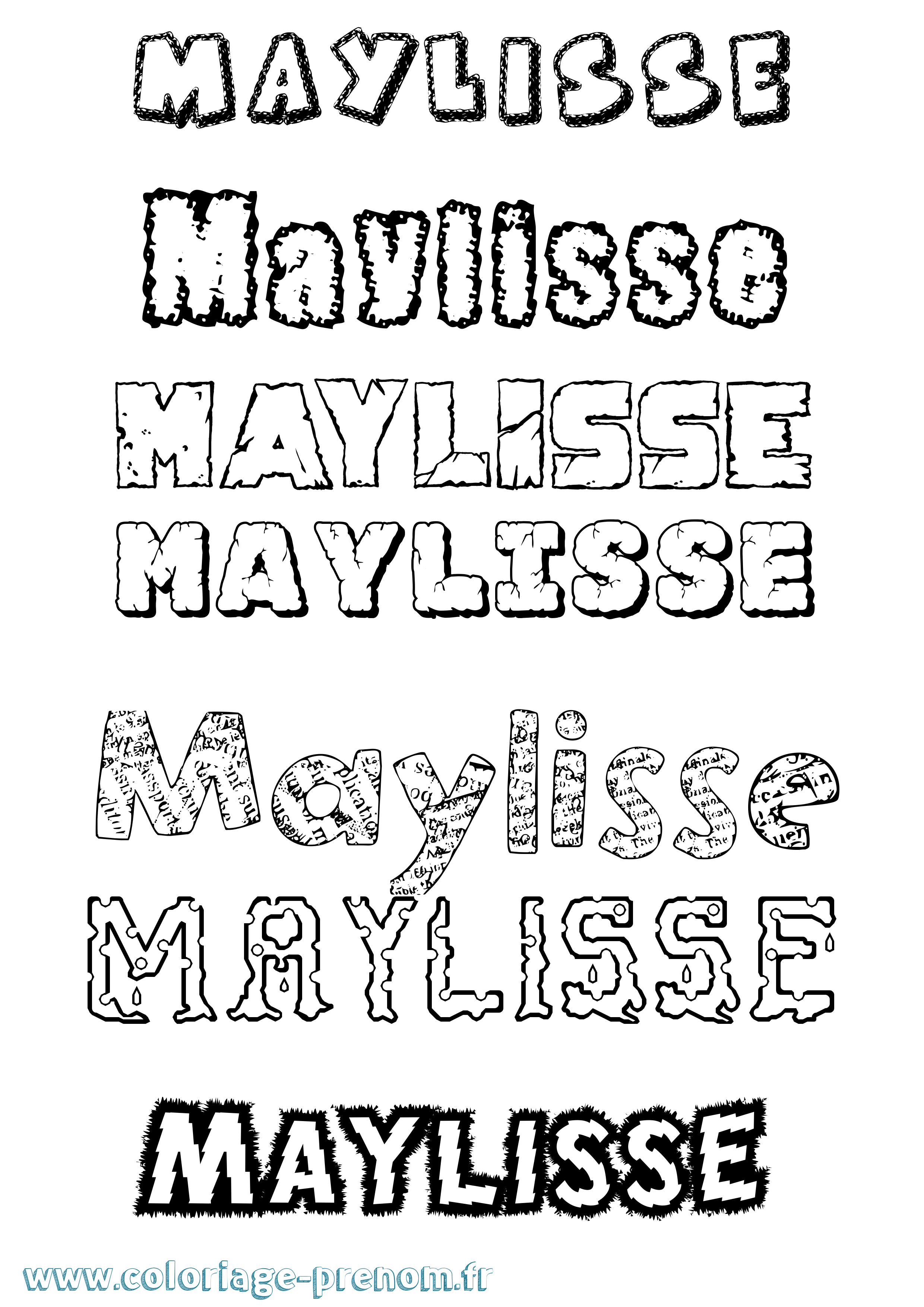 Coloriage prénom Maylisse Destructuré