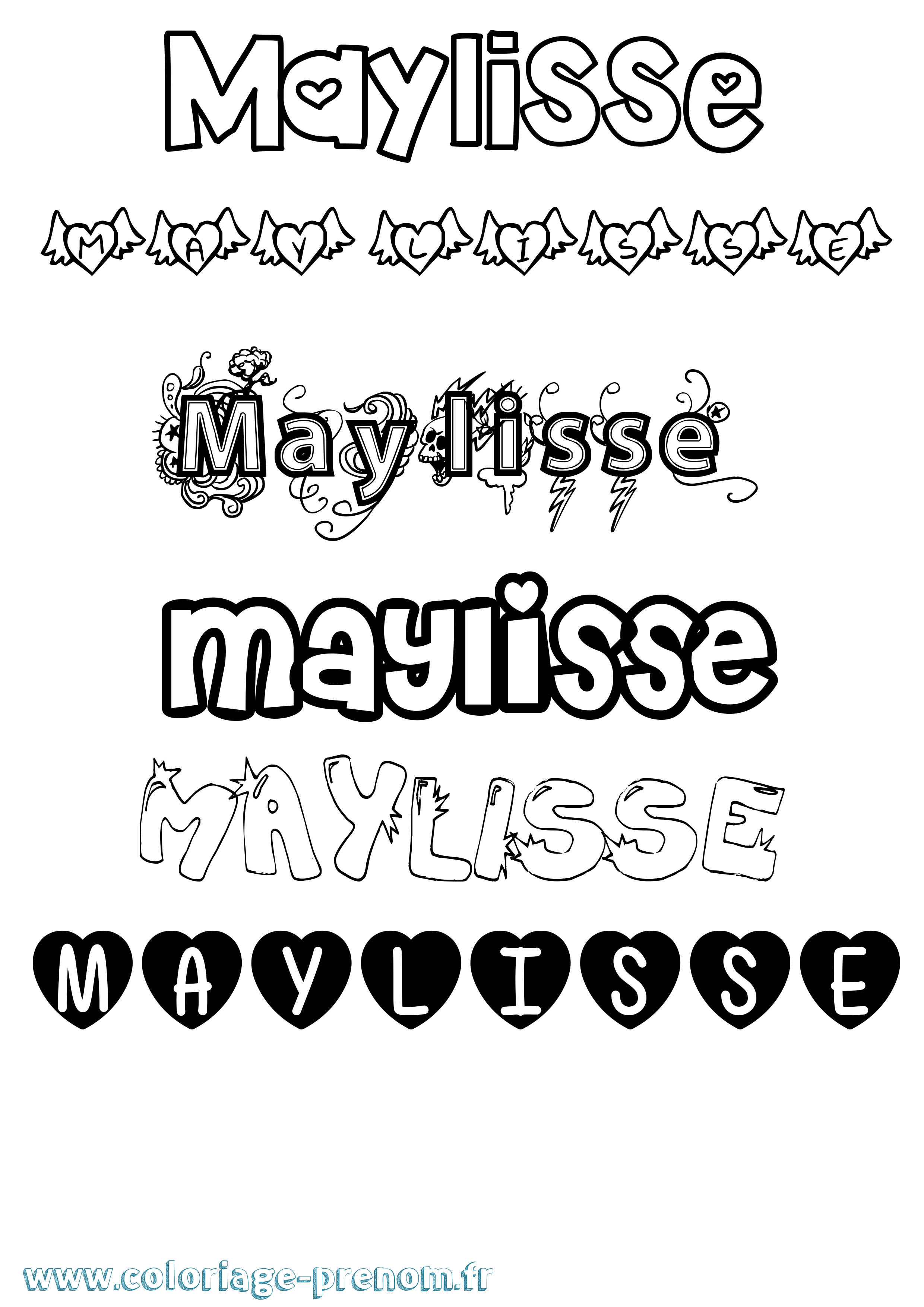 Coloriage prénom Maylisse Girly