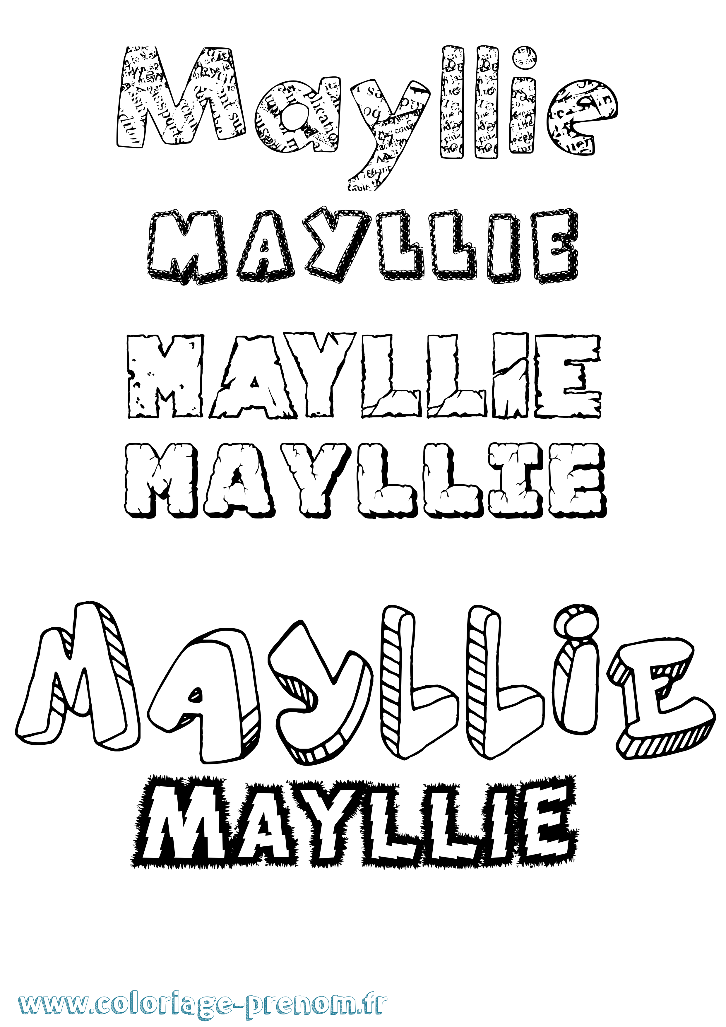 Coloriage prénom Mayllie Destructuré