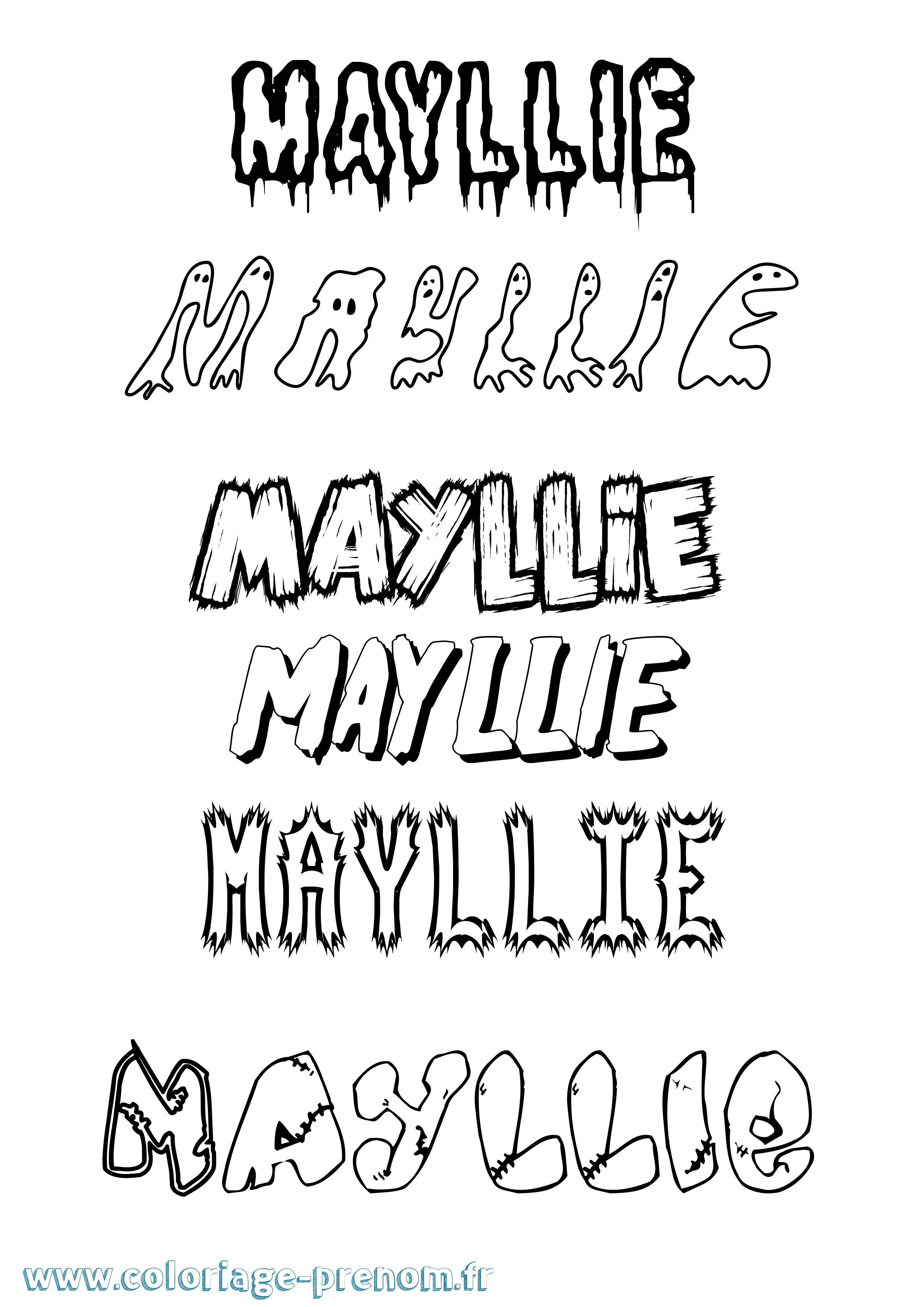 Coloriage prénom Mayllie Frisson