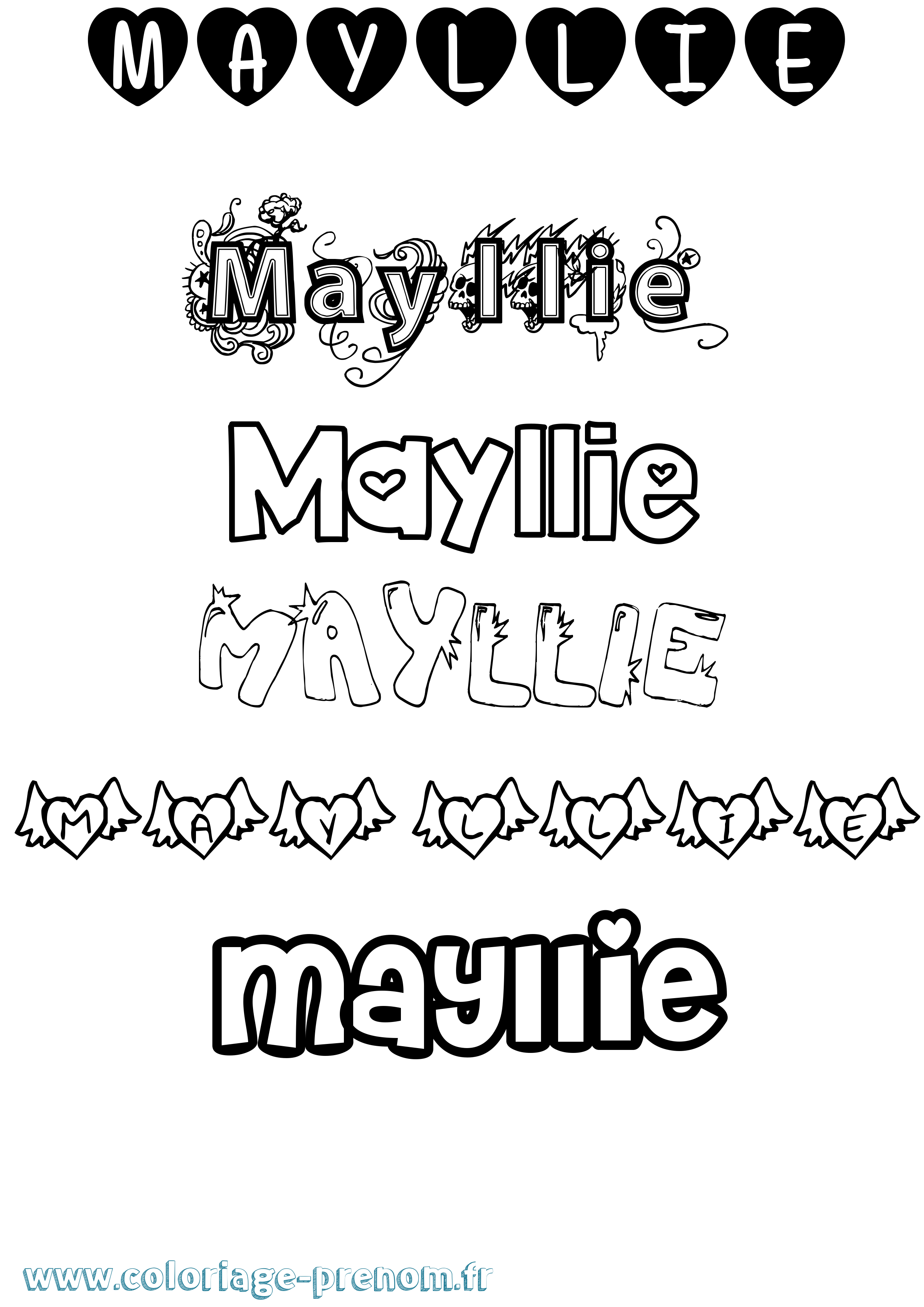 Coloriage prénom Mayllie Girly