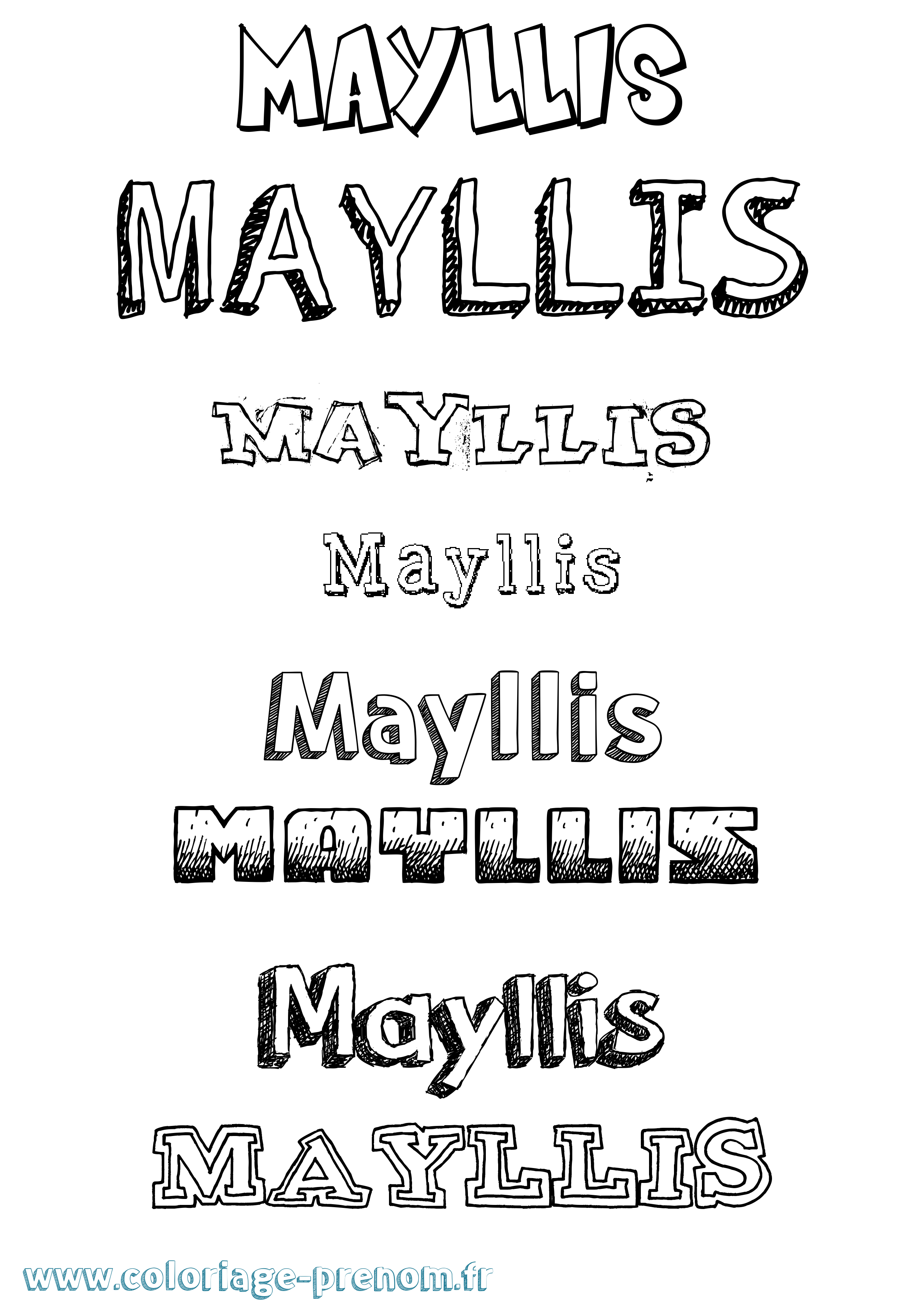 Coloriage prénom Mayllis Dessiné