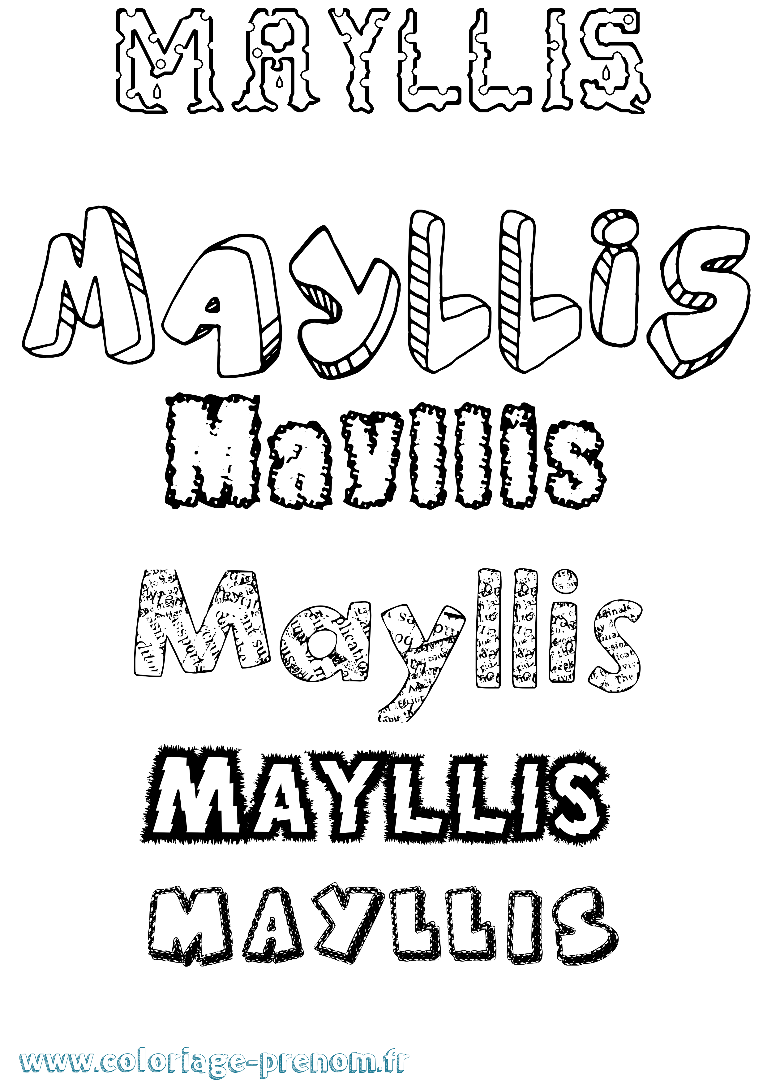 Coloriage prénom Mayllis Destructuré