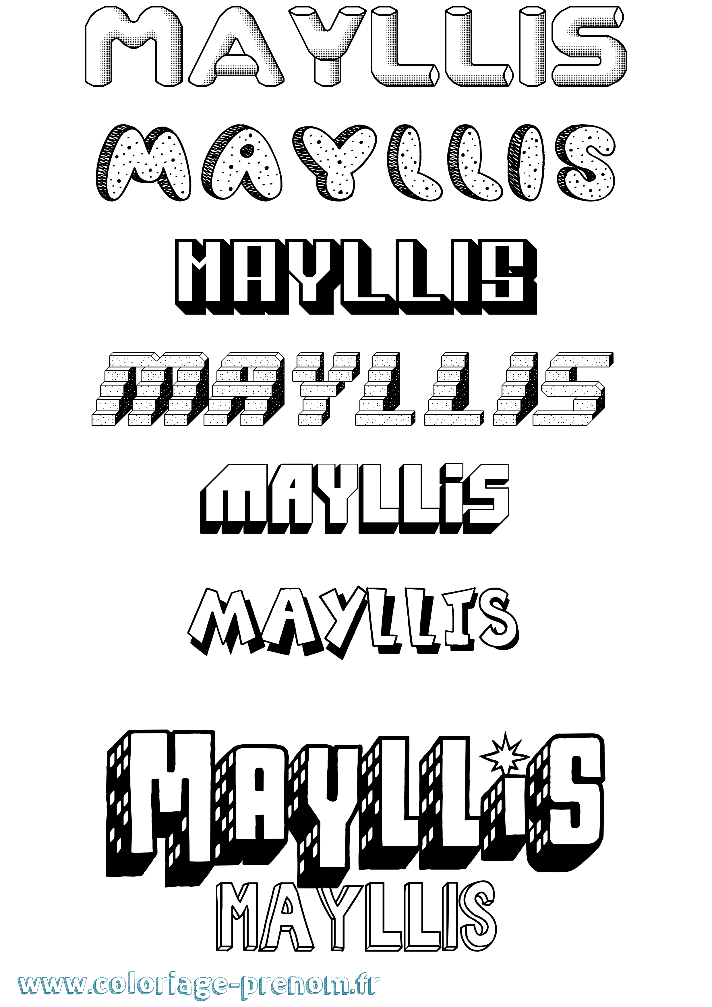 Coloriage prénom Mayllis Effet 3D