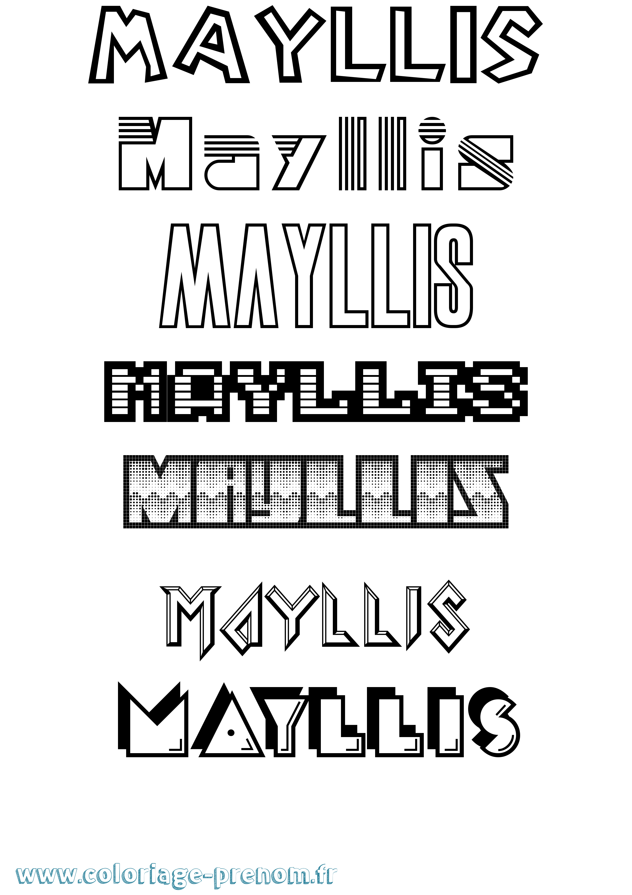 Coloriage prénom Mayllis Jeux Vidéos