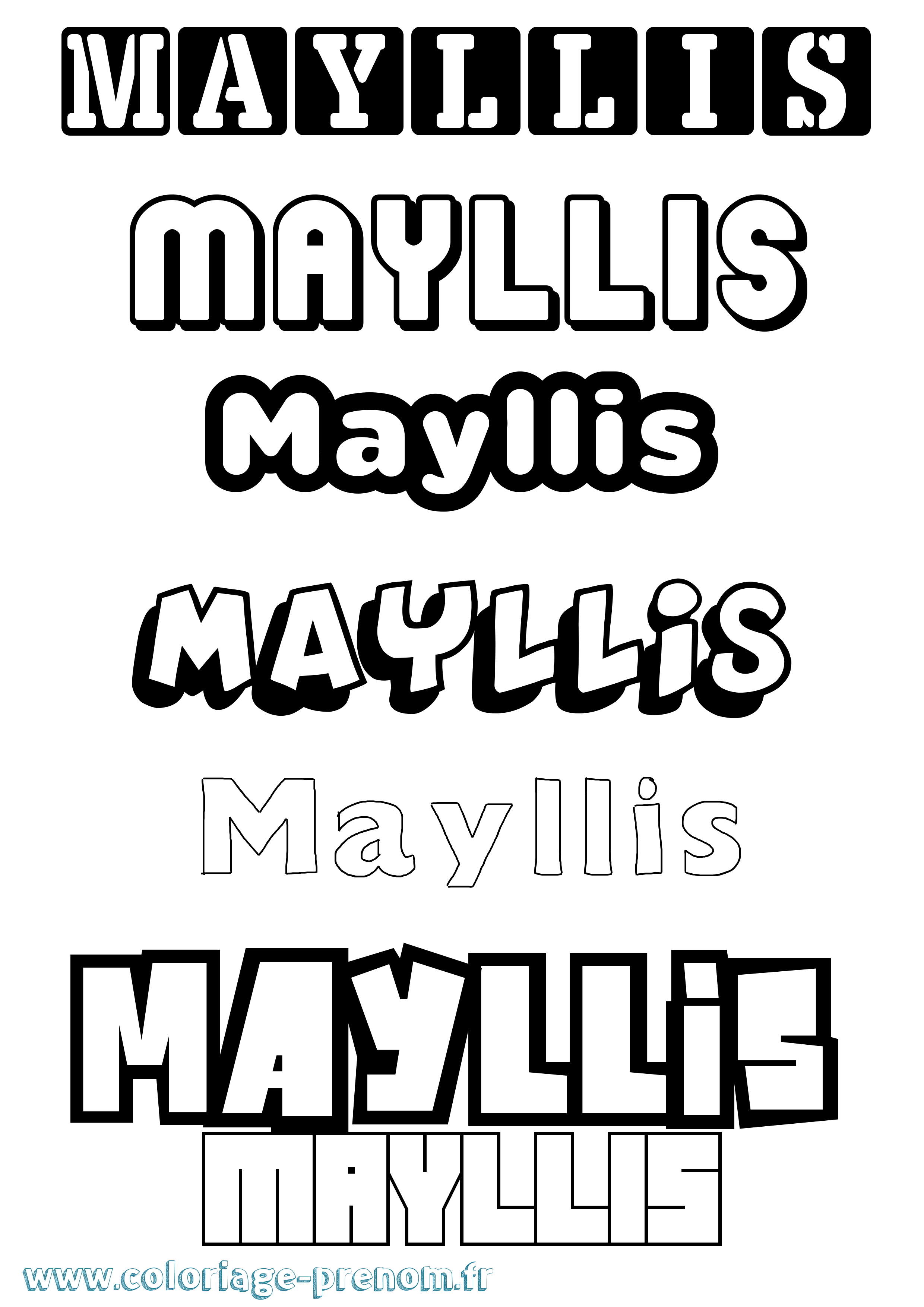 Coloriage prénom Mayllis Simple
