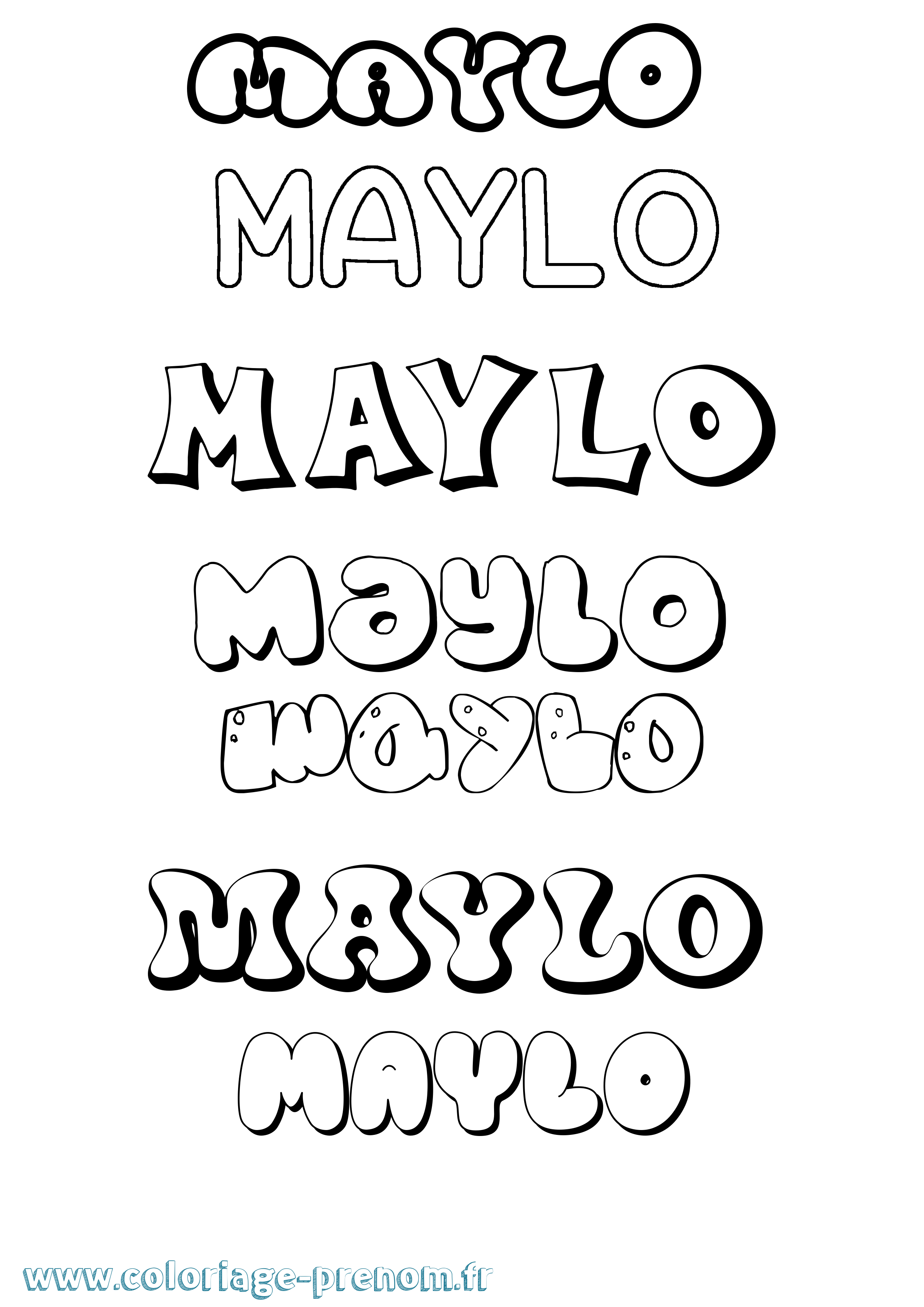 Coloriage prénom Maylo Bubble