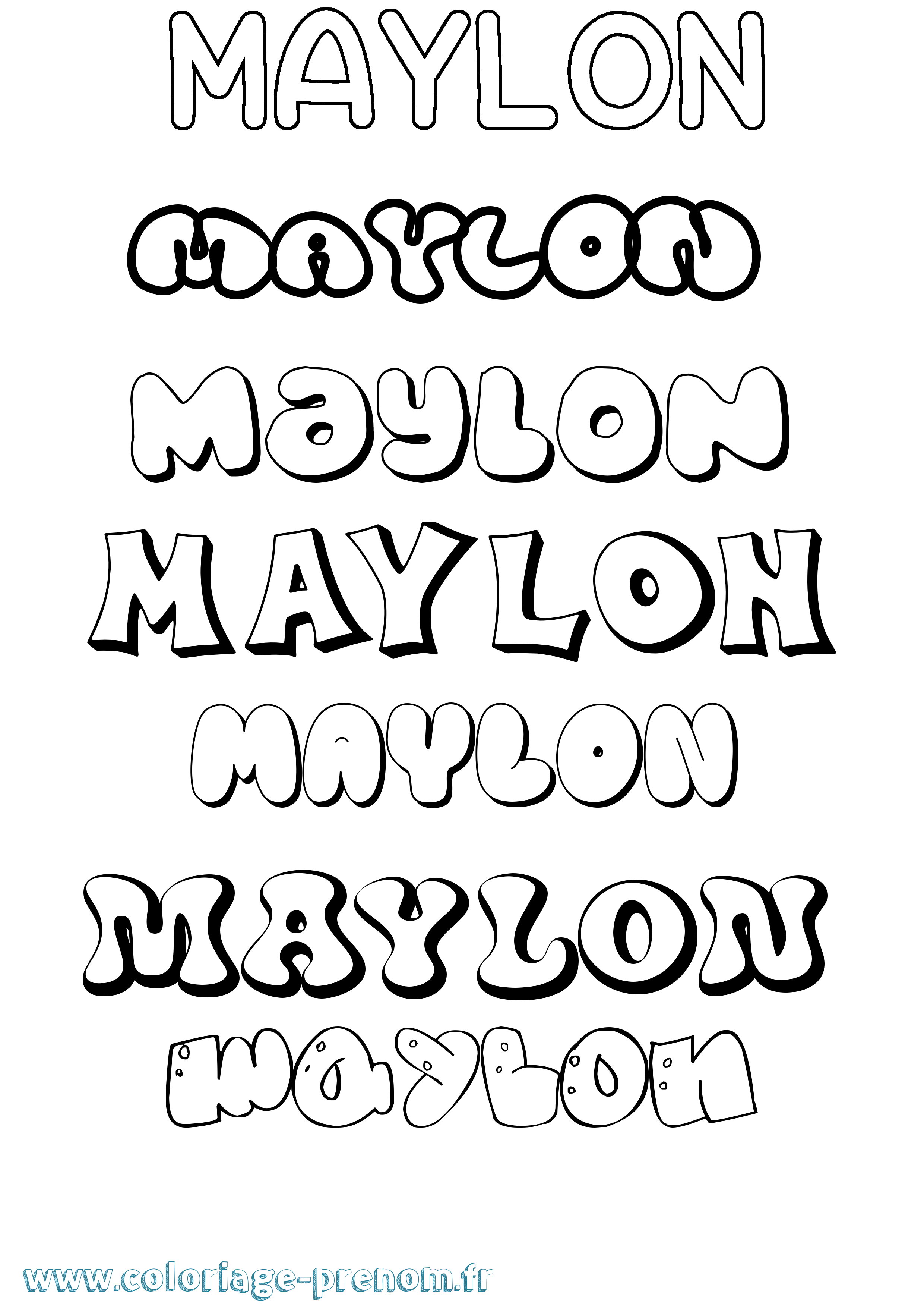 Coloriage prénom Maylon Bubble