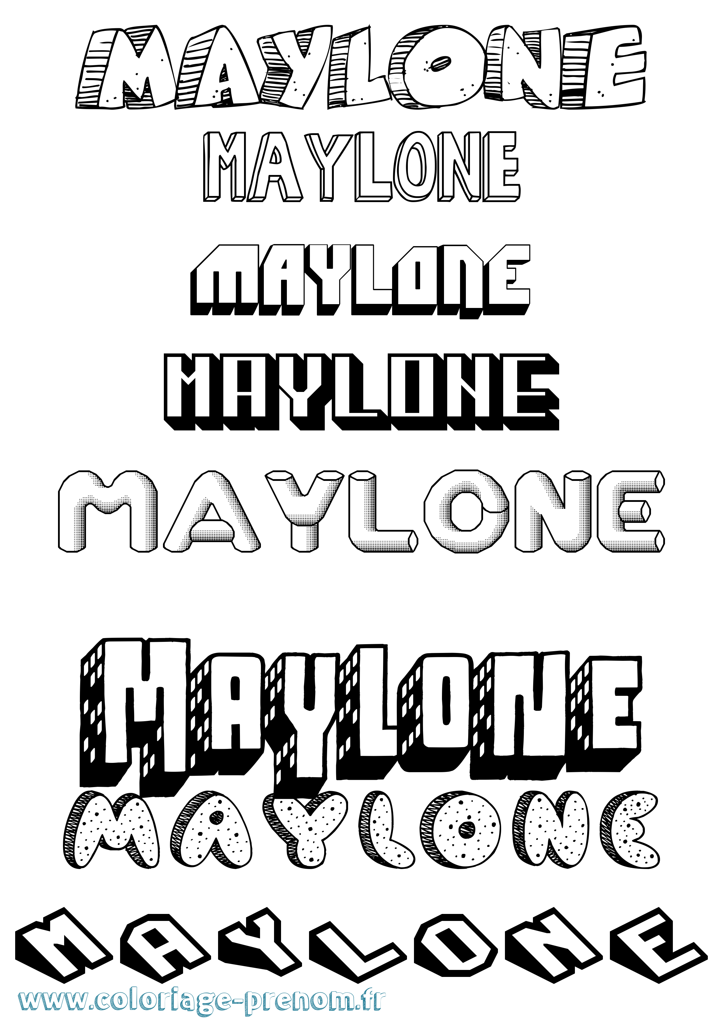 Coloriage prénom Maylone Effet 3D
