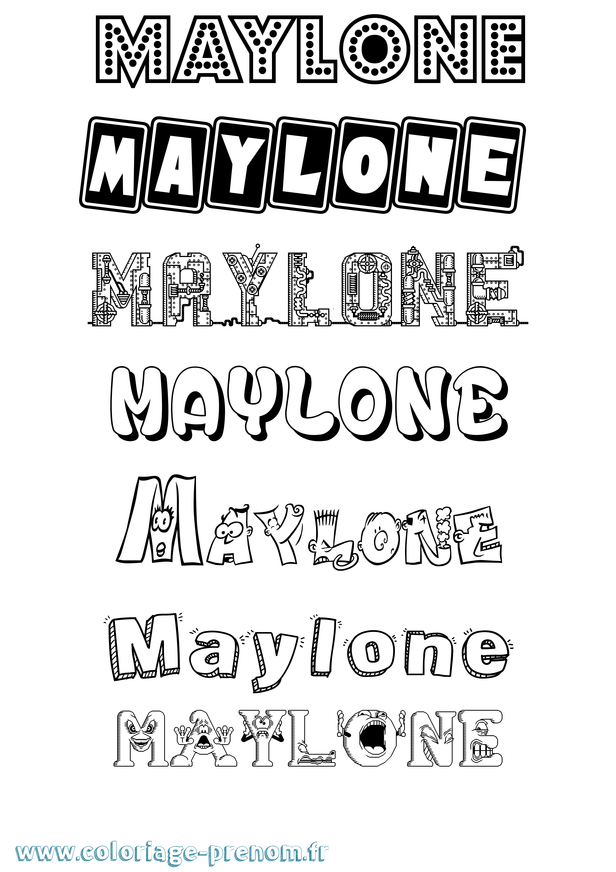 Coloriage prénom Maylone Fun