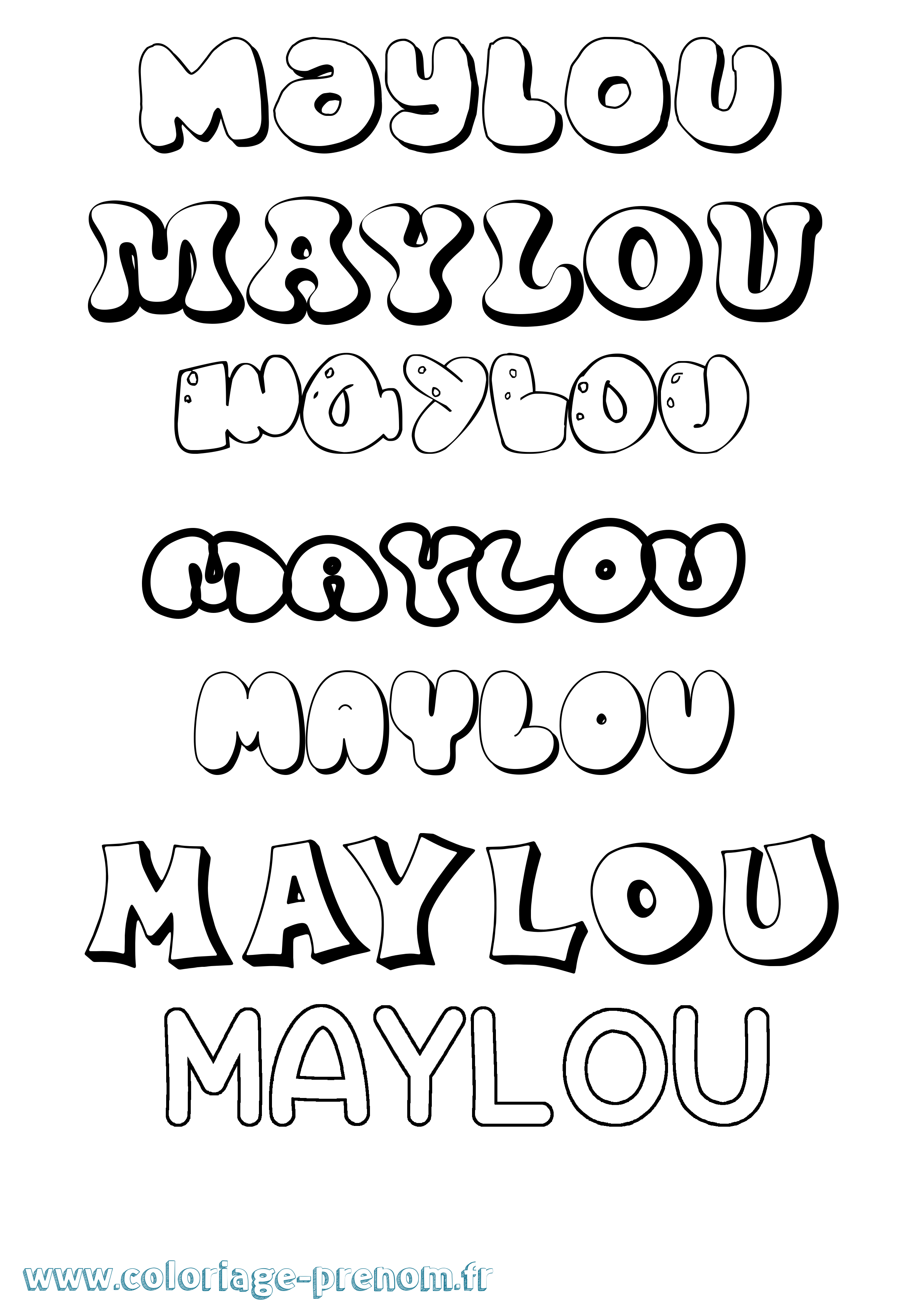 Coloriage prénom Maylou Bubble