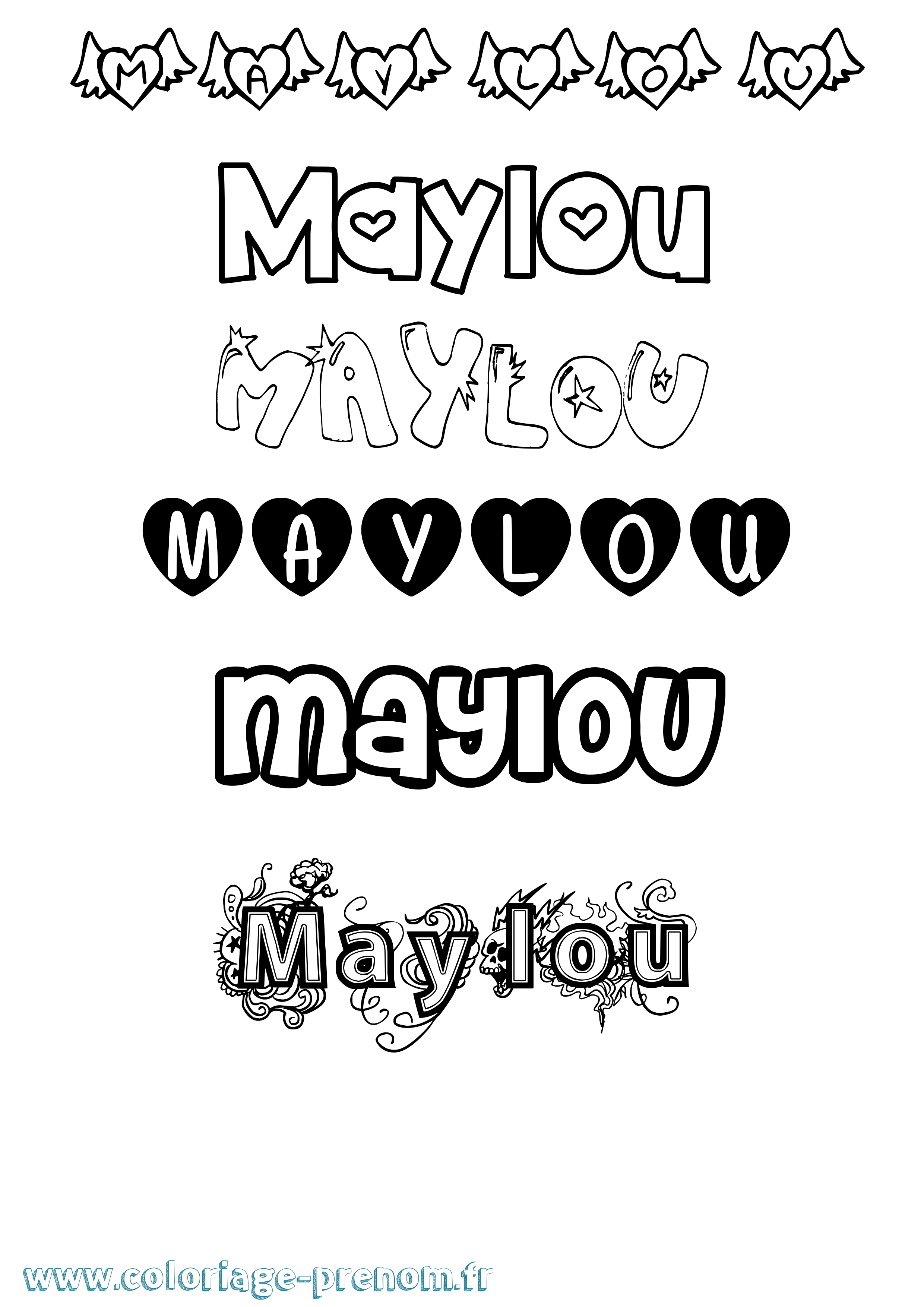 Coloriage prénom Maylou Girly
