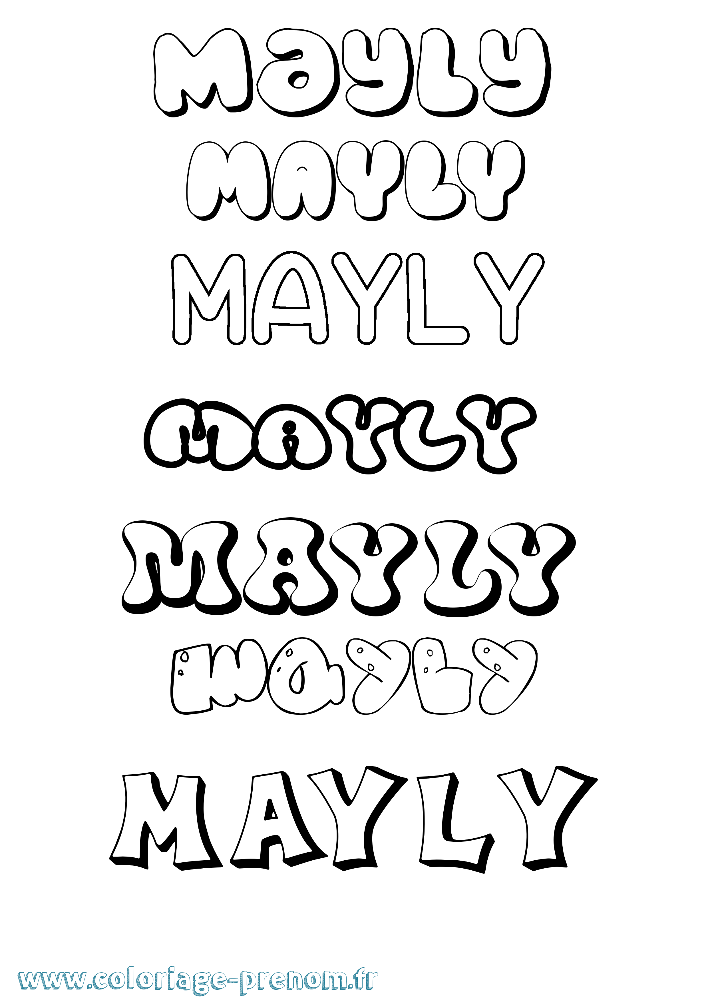 Coloriage prénom Mayly Bubble