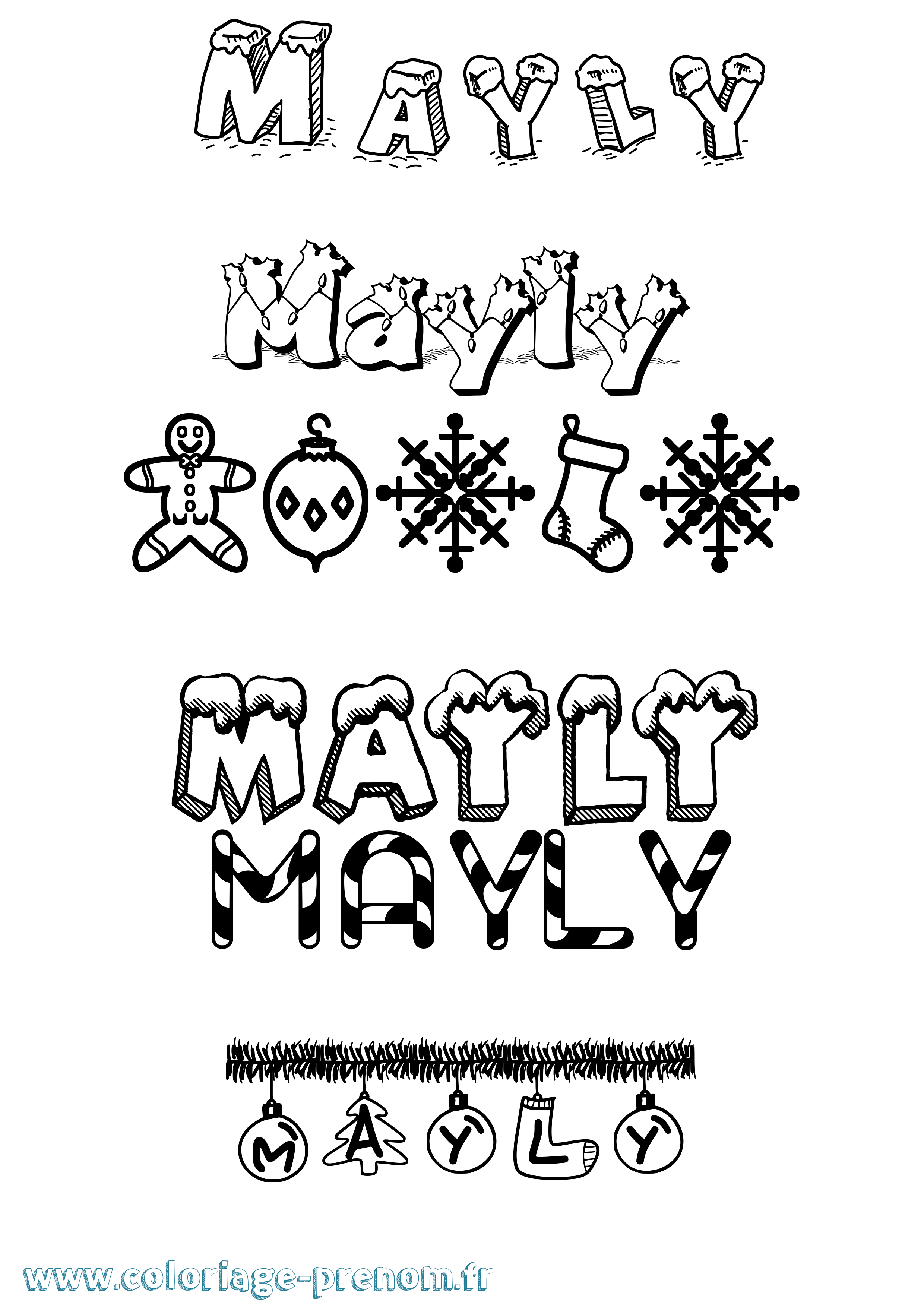 Coloriage prénom Mayly Noël