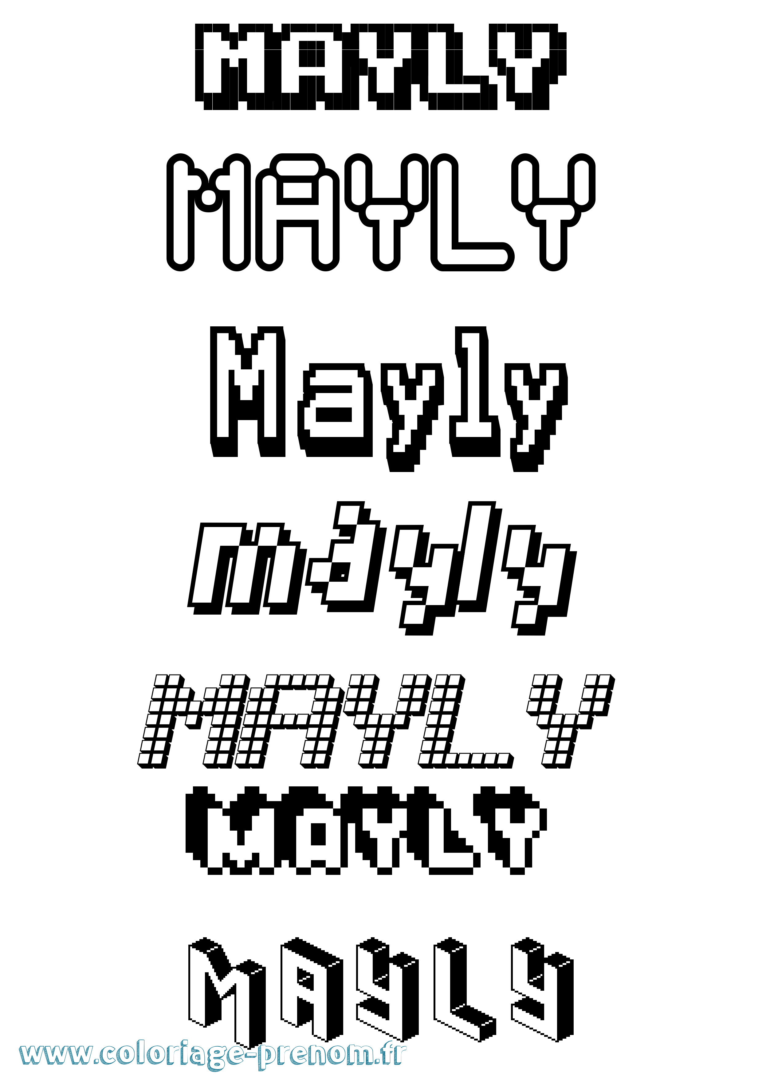 Coloriage prénom Mayly Pixel