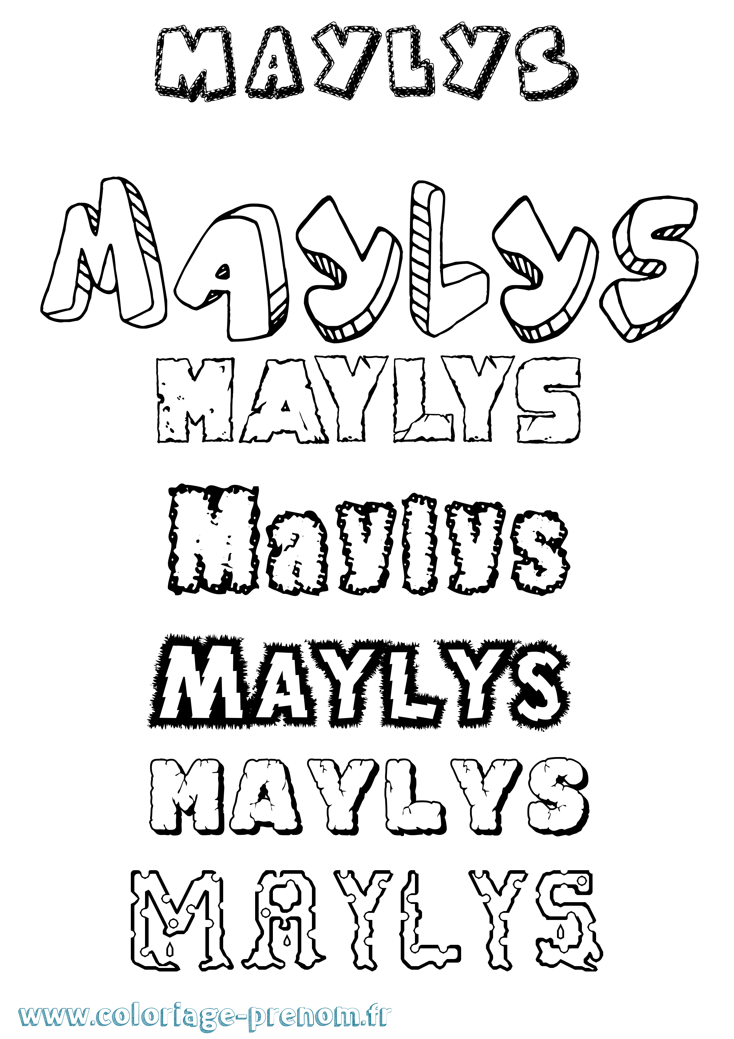 Coloriage prénom Maylys Destructuré