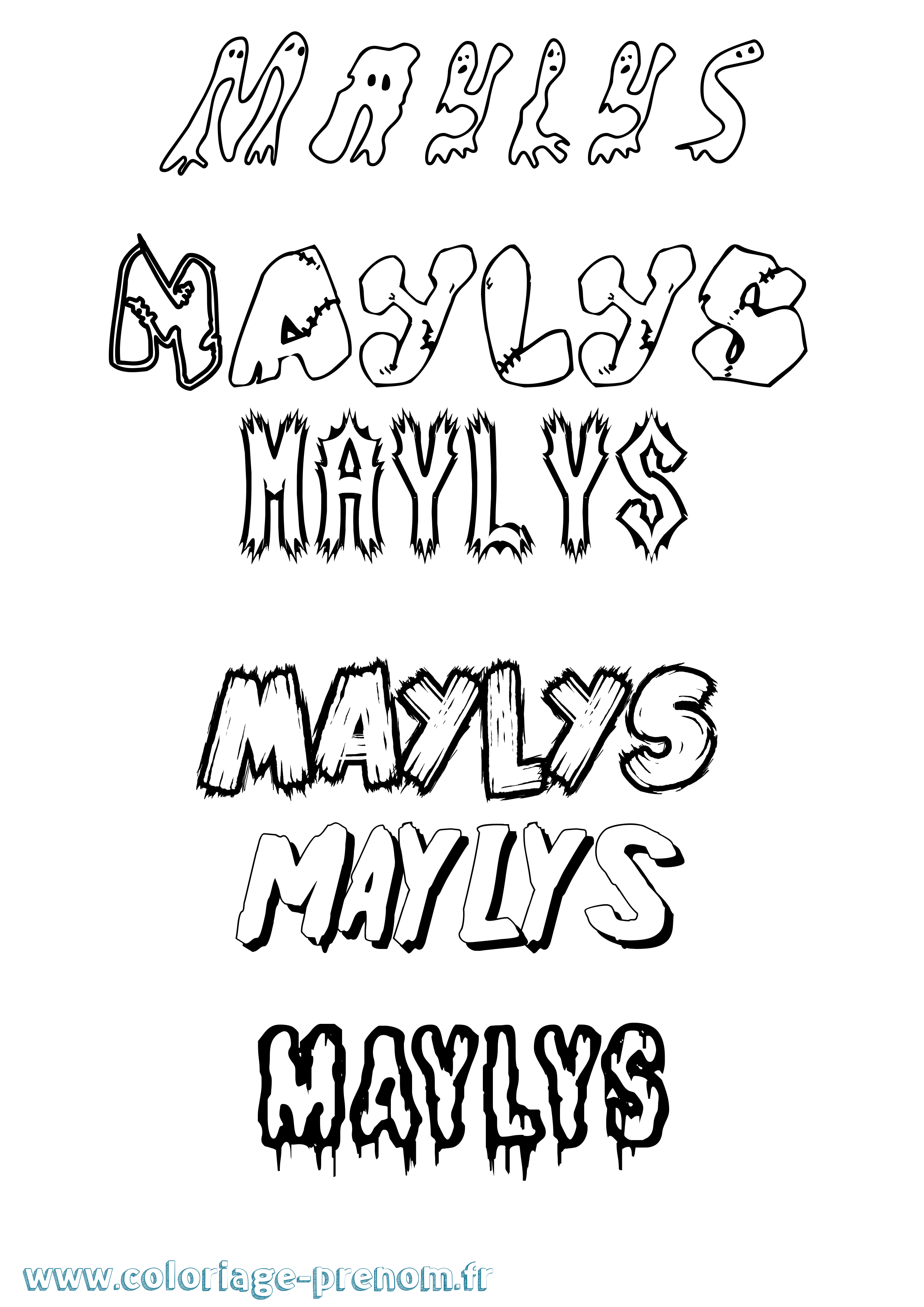 Coloriage prénom Maylys Frisson