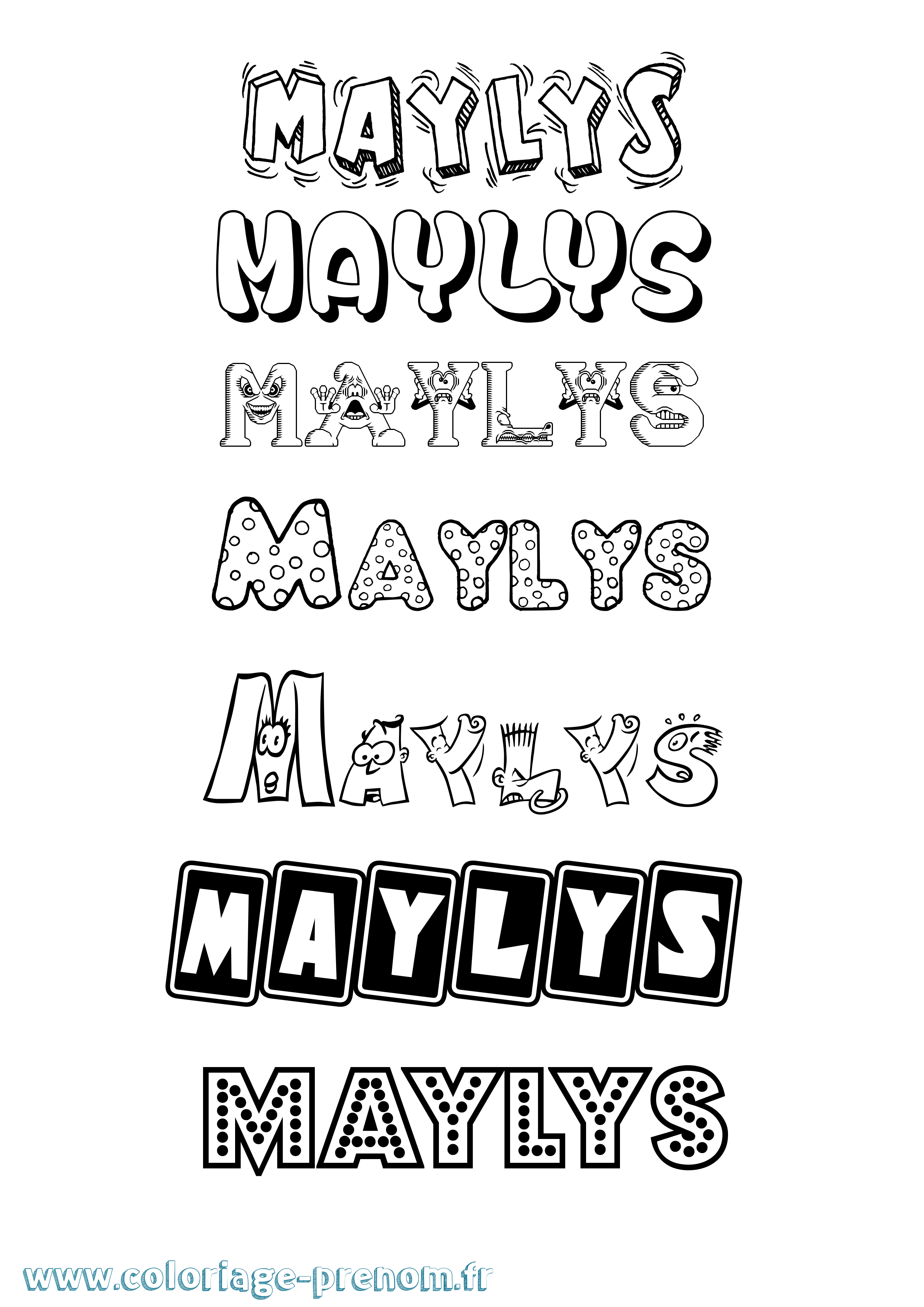 Coloriage prénom Maylys Fun