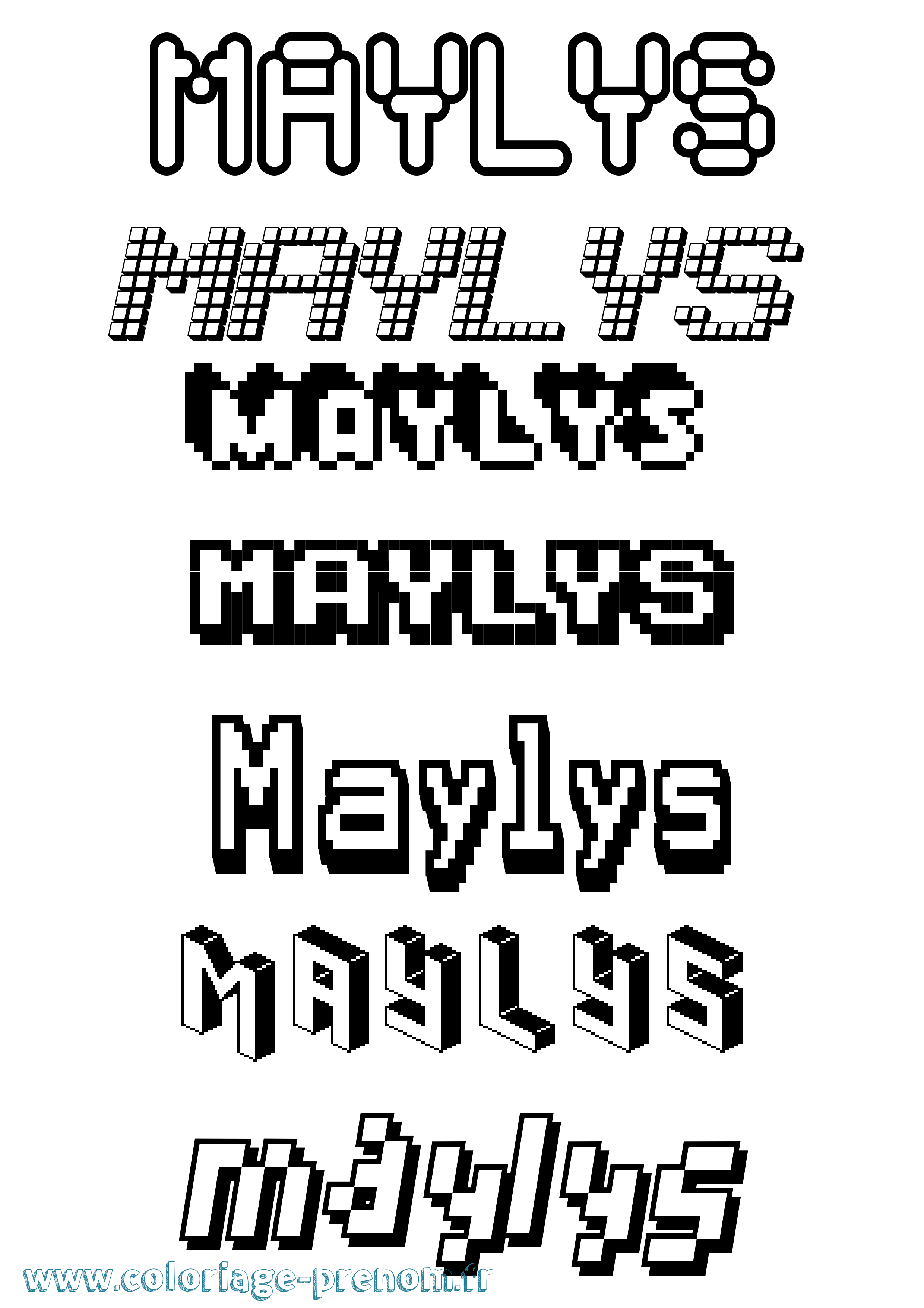 Coloriage prénom Maylys Pixel