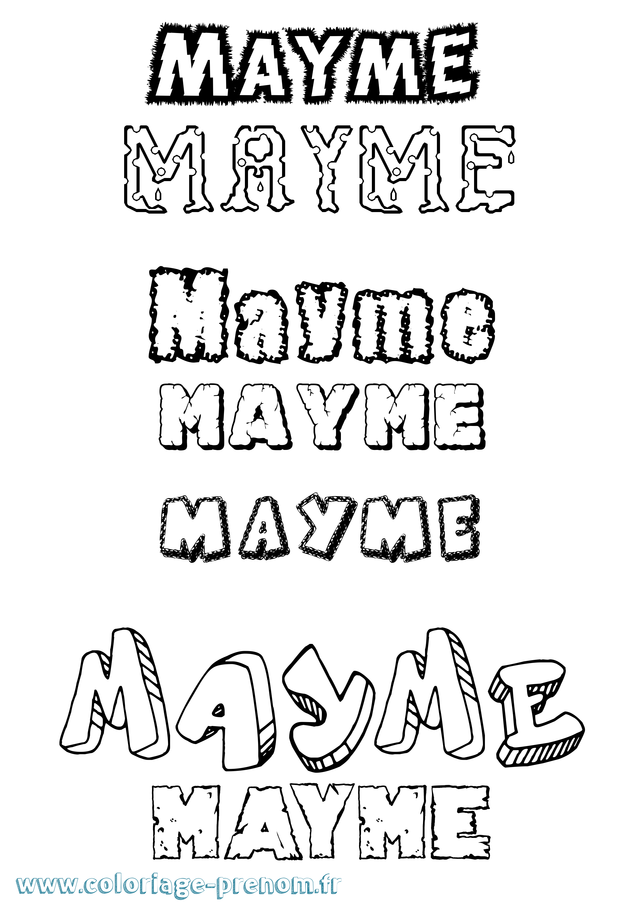 Coloriage prénom Mayme Destructuré